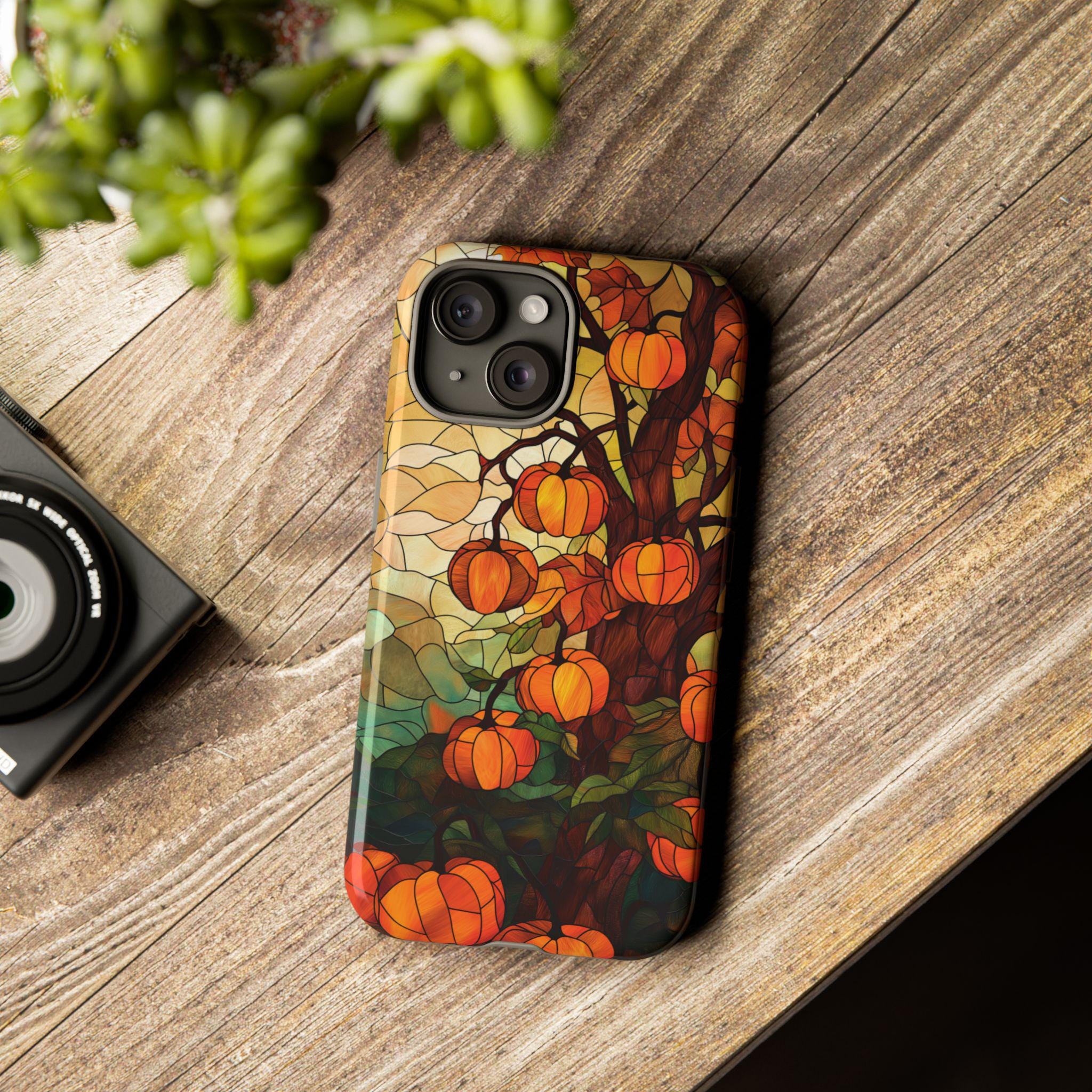 Witchy Pumpkins Phone Case Halloween Lover Phone Cover Fall Stained Glass Gift for iPhone 16 15 14 13 12 11 8 Galaxy S 24 23 22 21 20 Pixel