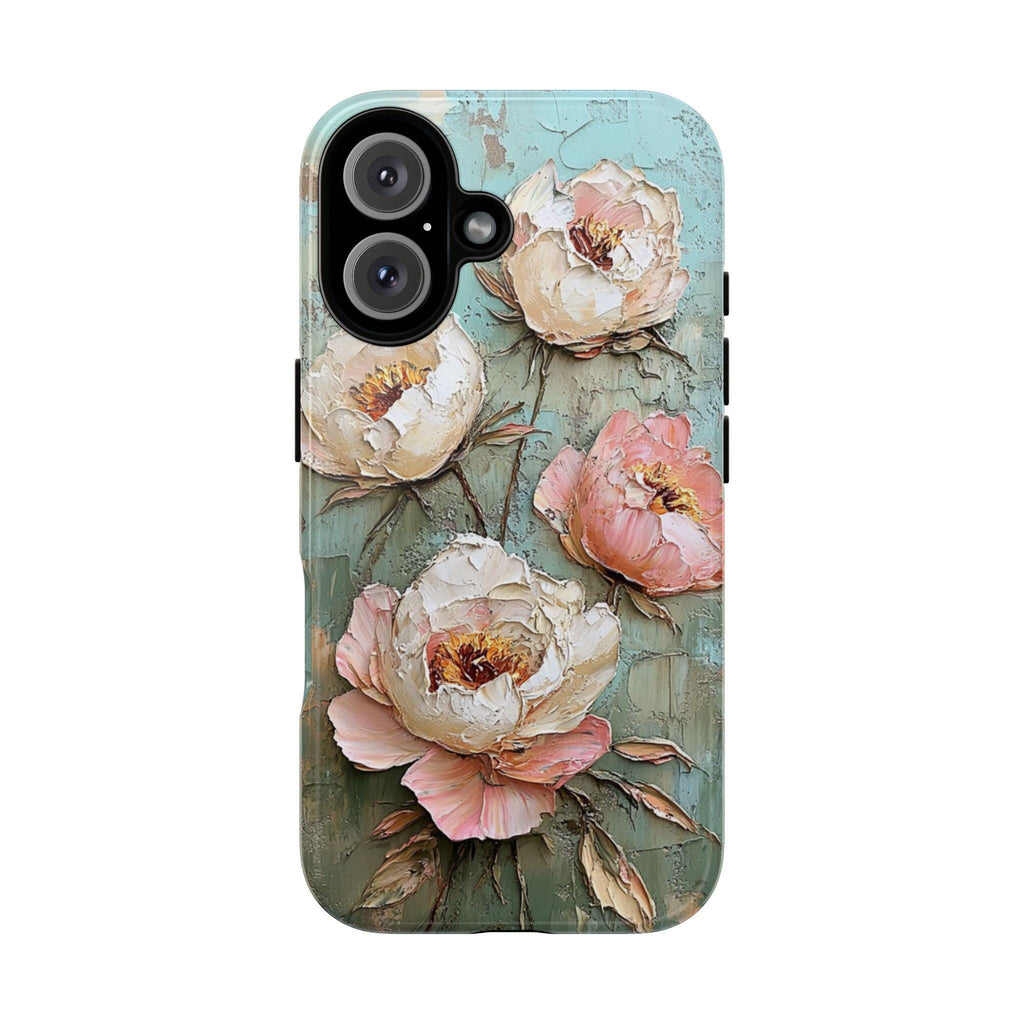 Pastel Flowers Art Phone Case, Hand-Painted Floral Design, Romantic Blossom Phone Cover for iPhone 16 15 14 13, Samsung S25 Ultra, 428.11