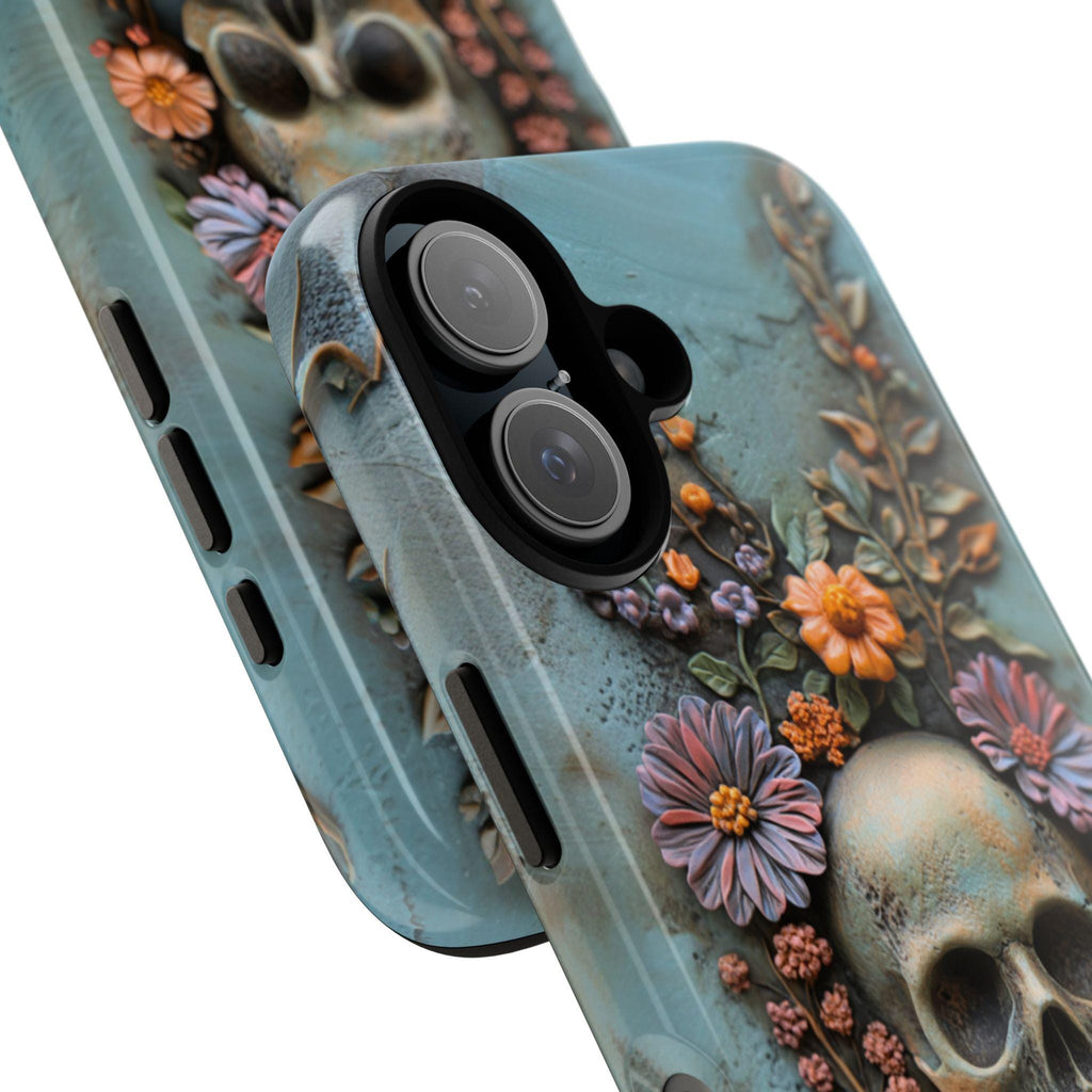 3D Floral Anatomy Skull Phone Case, Anatomical Dia de los Muertos Art Design, Floral Human Skull Phone Cover for iPhone, Galaxy,  435.2