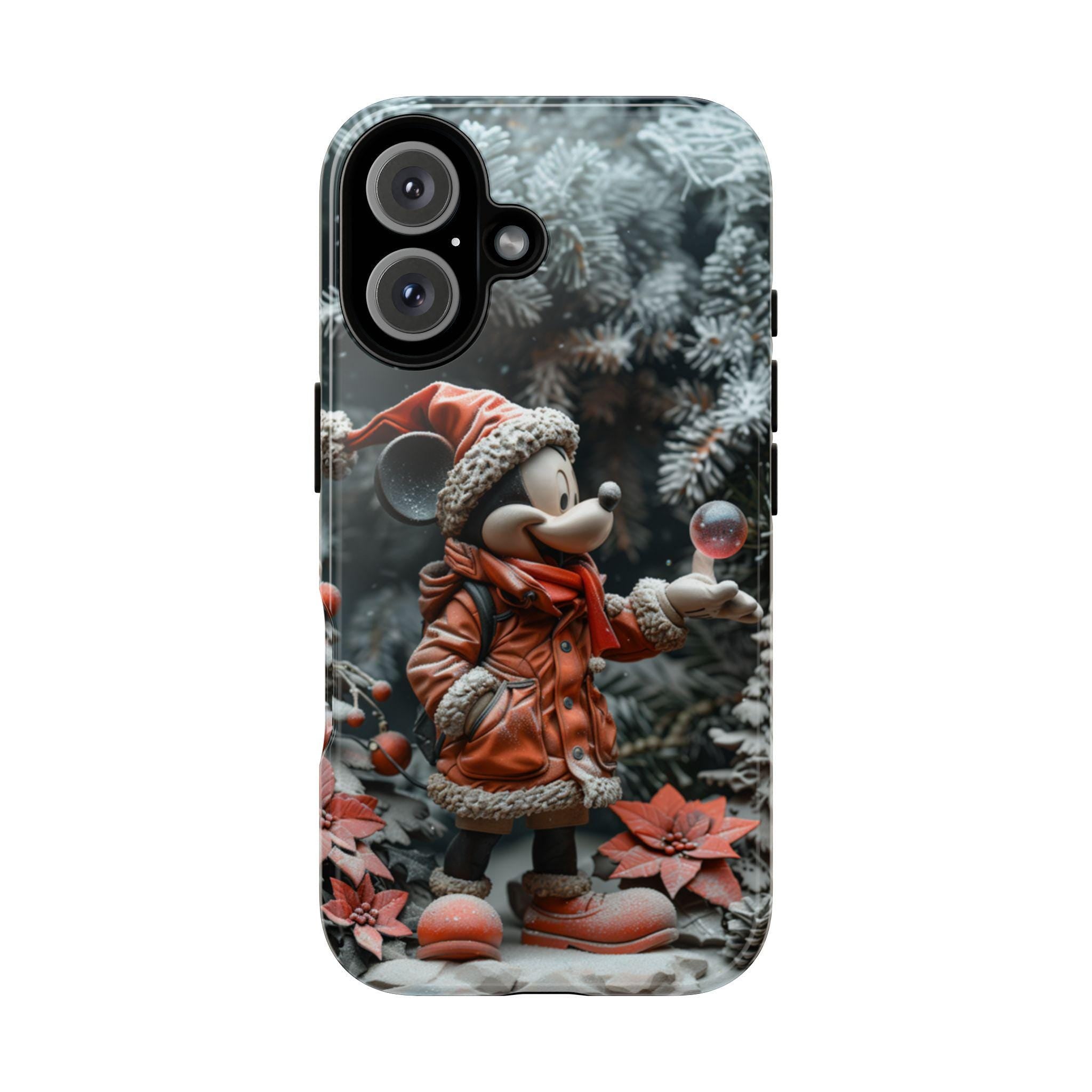 Xmas Mickey Mouse 3D Phone Case, Cartoon Santa Case, Disney Christmas Snowy Forest Case for iPhone 16 15 Magsafe, Samsung S24, 442.26