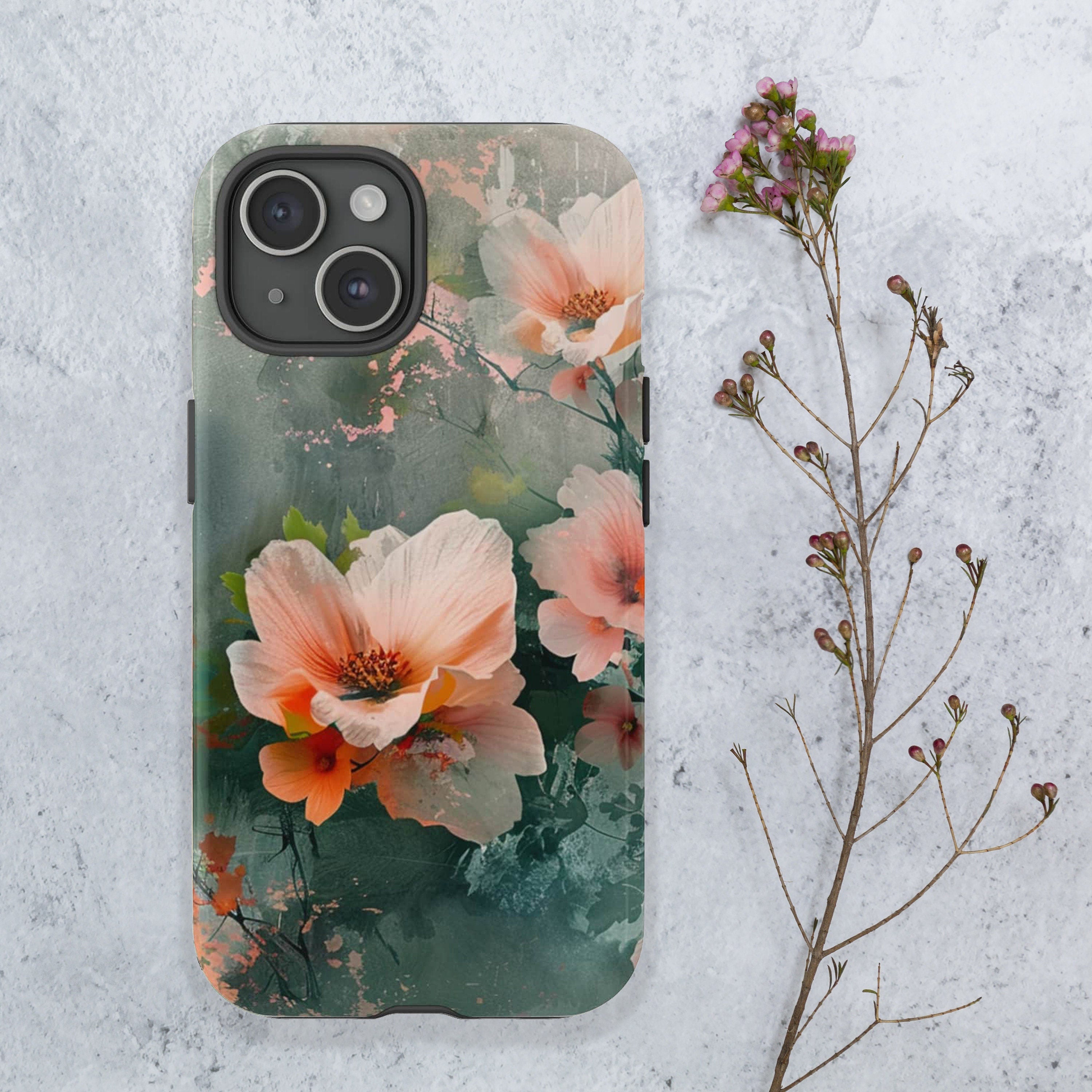 Fine Art Paint Floral Phone Case, Aesthetic Phone Case, Mother's Day Cover for iPhone  16 15 14 13 12 11 Pro Max Plus Samsung Galaxy S23 S22
