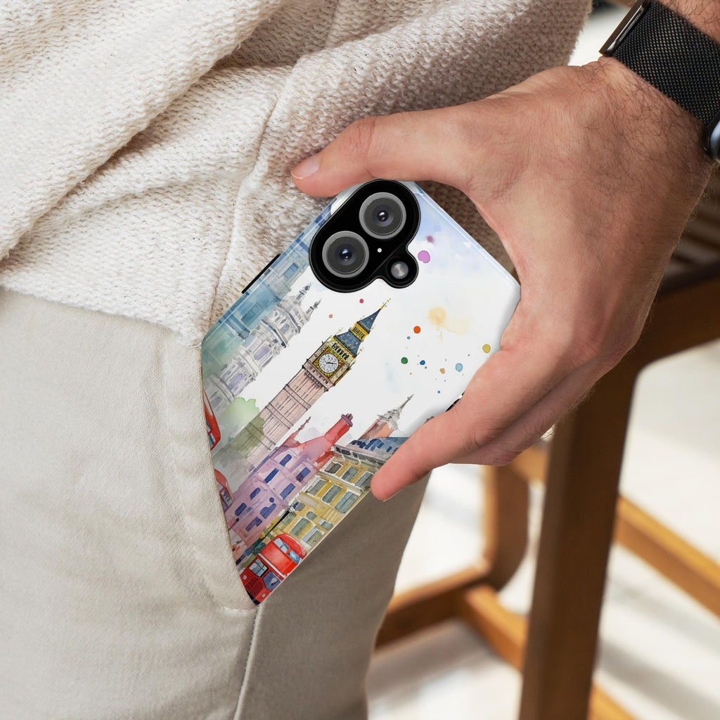London Building Phone Case, Happy London Phone Case, English City Phone Cover for iPhone 16 15 14 13 Pro Max Plus/Samsung S25, 187.1