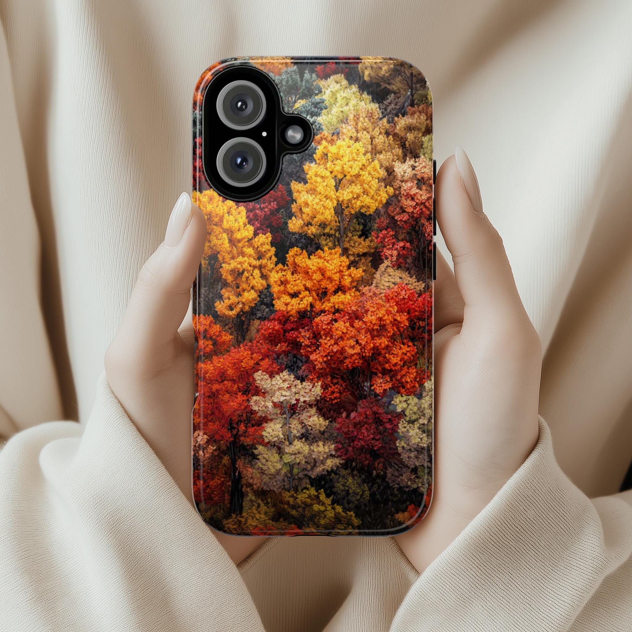 Colorful Forest Phone Case, Vibrant Trees Art Cover, Botanical Lover Gift Phone Case for iPhone 16 15 14 Magsafe, Samsung S25, 459.5