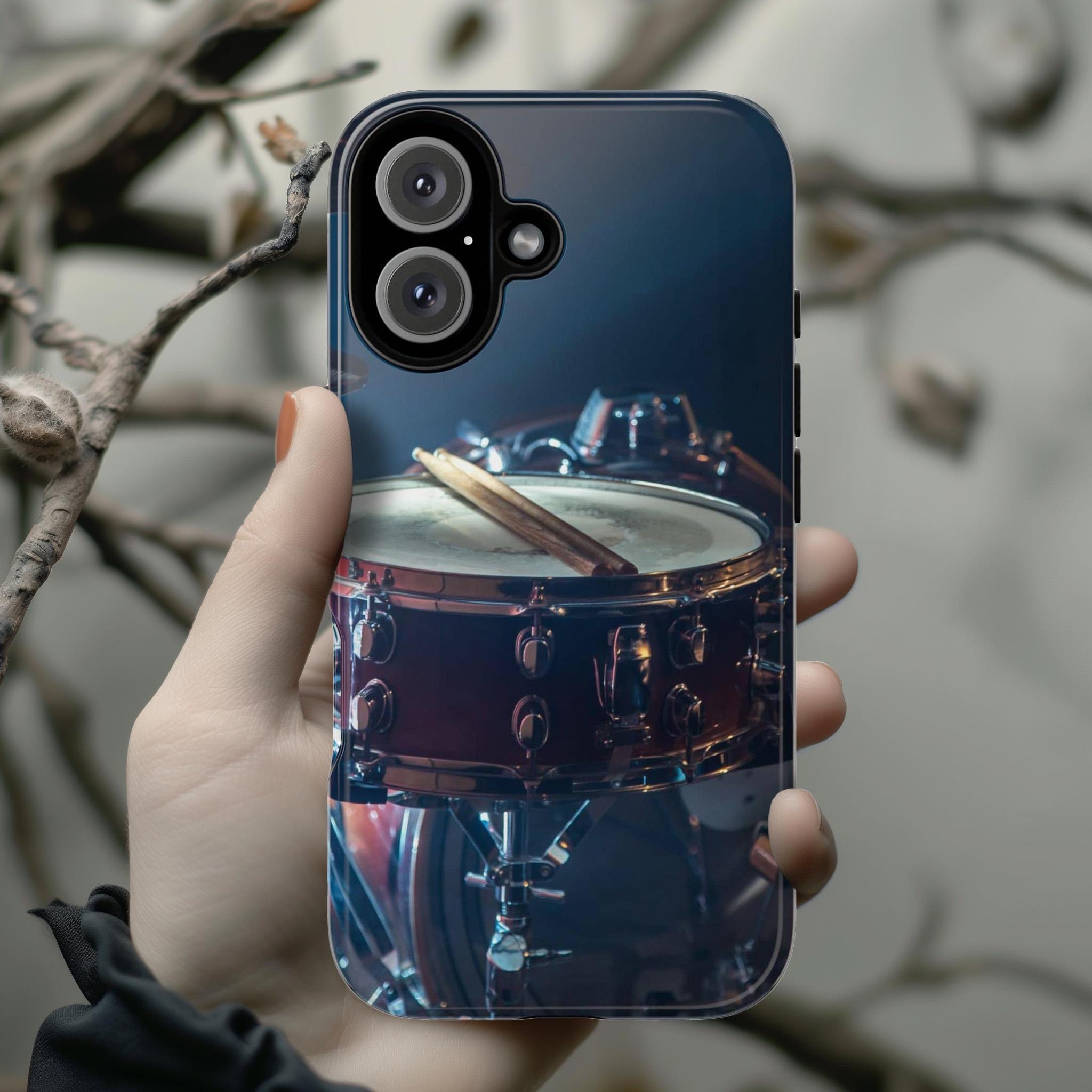 Music Lovers Phone Case, Drum Lover iPhone Case, Instruments Ethnic Drum Phone Cover for iPhone 13 15 14 13 Magsafe, Galaxy S25, 170.1