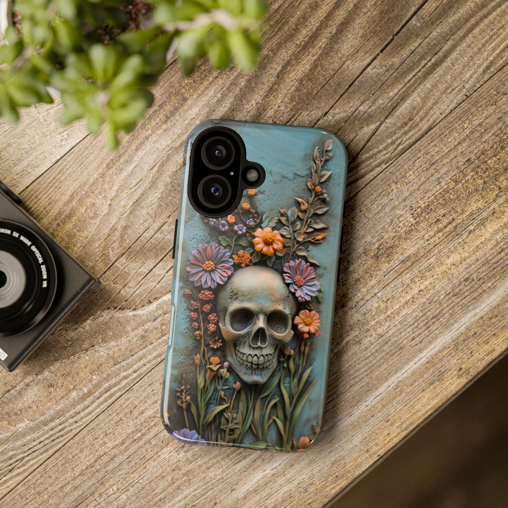 3D Floral Anatomy Skull Phone Case, Anatomical Dia de los Muertos Art Design, Floral Human Skull Phone Cover for iPhone, Galaxy,  435.2