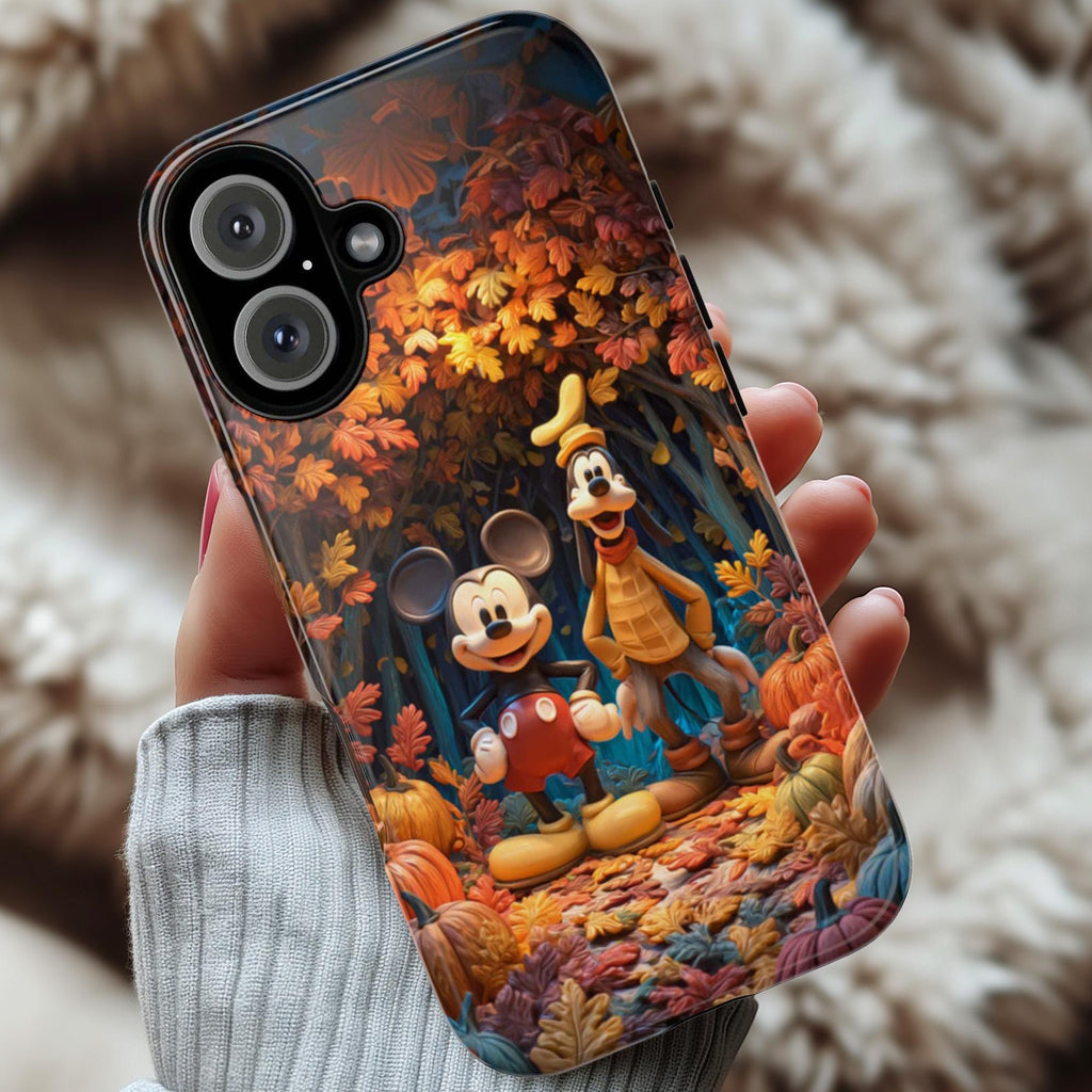 Disney Mickey Mouse & Goofy Fall Phone Case | Autumn Leaves Pumpkins Cute Cartoon Cover for iPhone 17 16 Tough or Magsafe, Samsung, 442.54