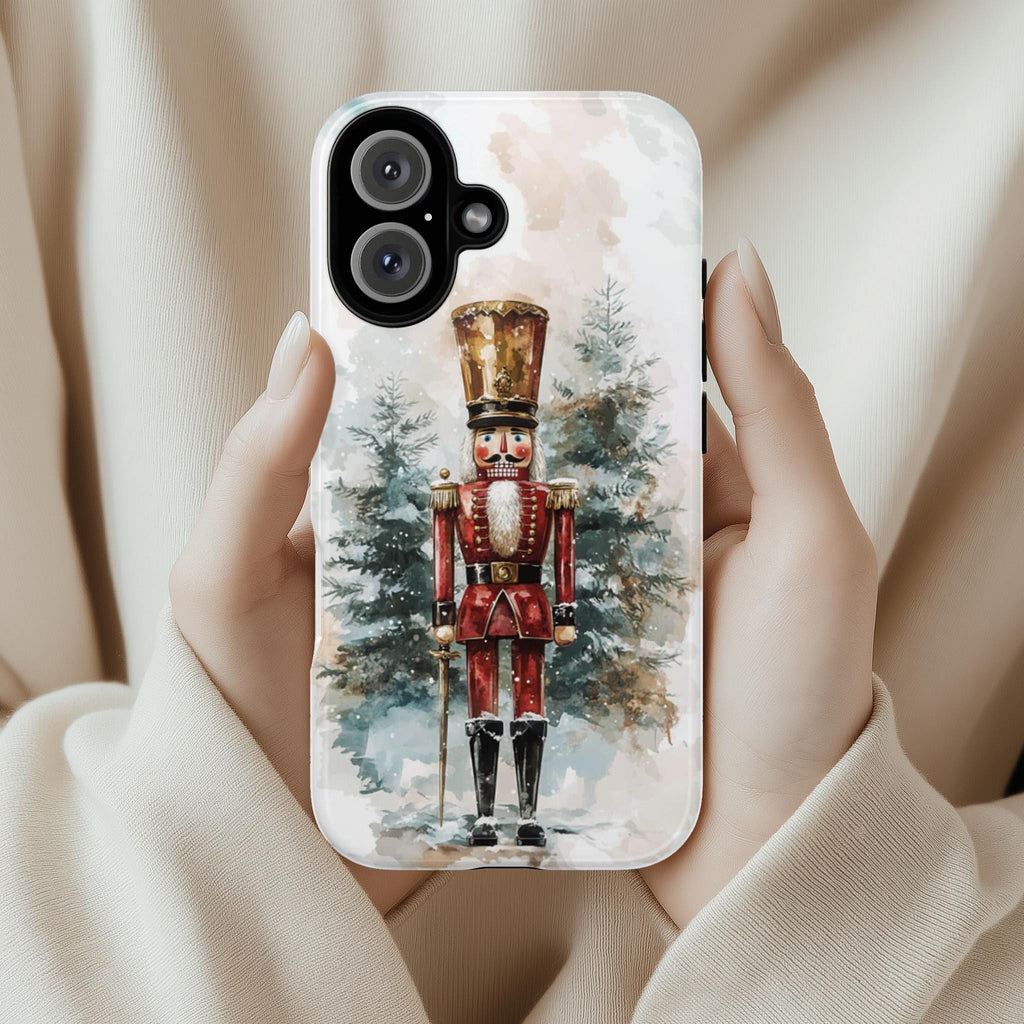 Festive Nutcracker Christmas & Winter Forest Phone Case, Holiday Xmas Cover for Nutcracker Lovers iPhone 16 15 14 13, Samsung S24, 431.8