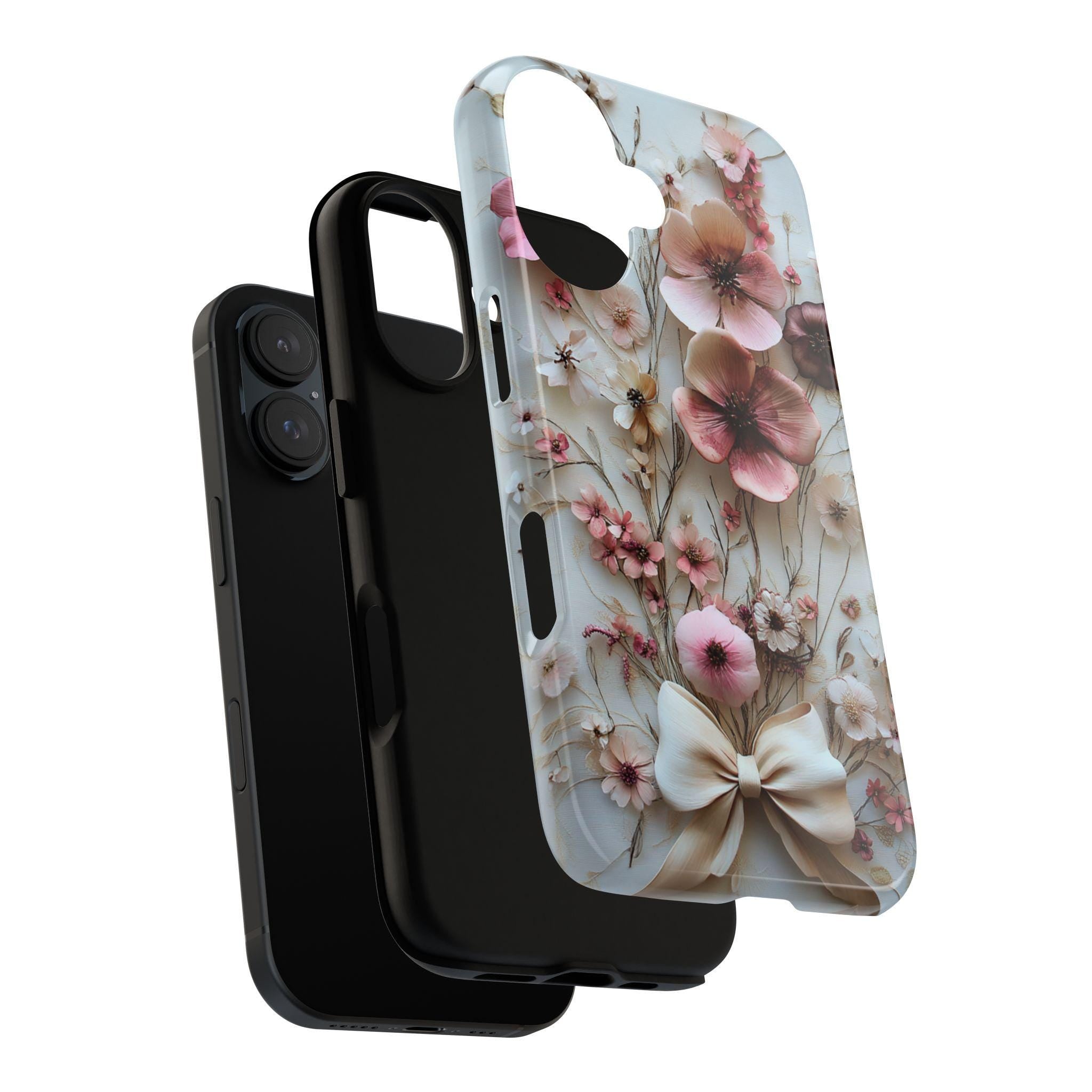 Spring Floral & Bow Phone Case, Pastel Bloom 3D Design, Coquette Case for iPhone 16 15 14 13 Pro Max Plus Magsafe, Samsung S24, 439.46