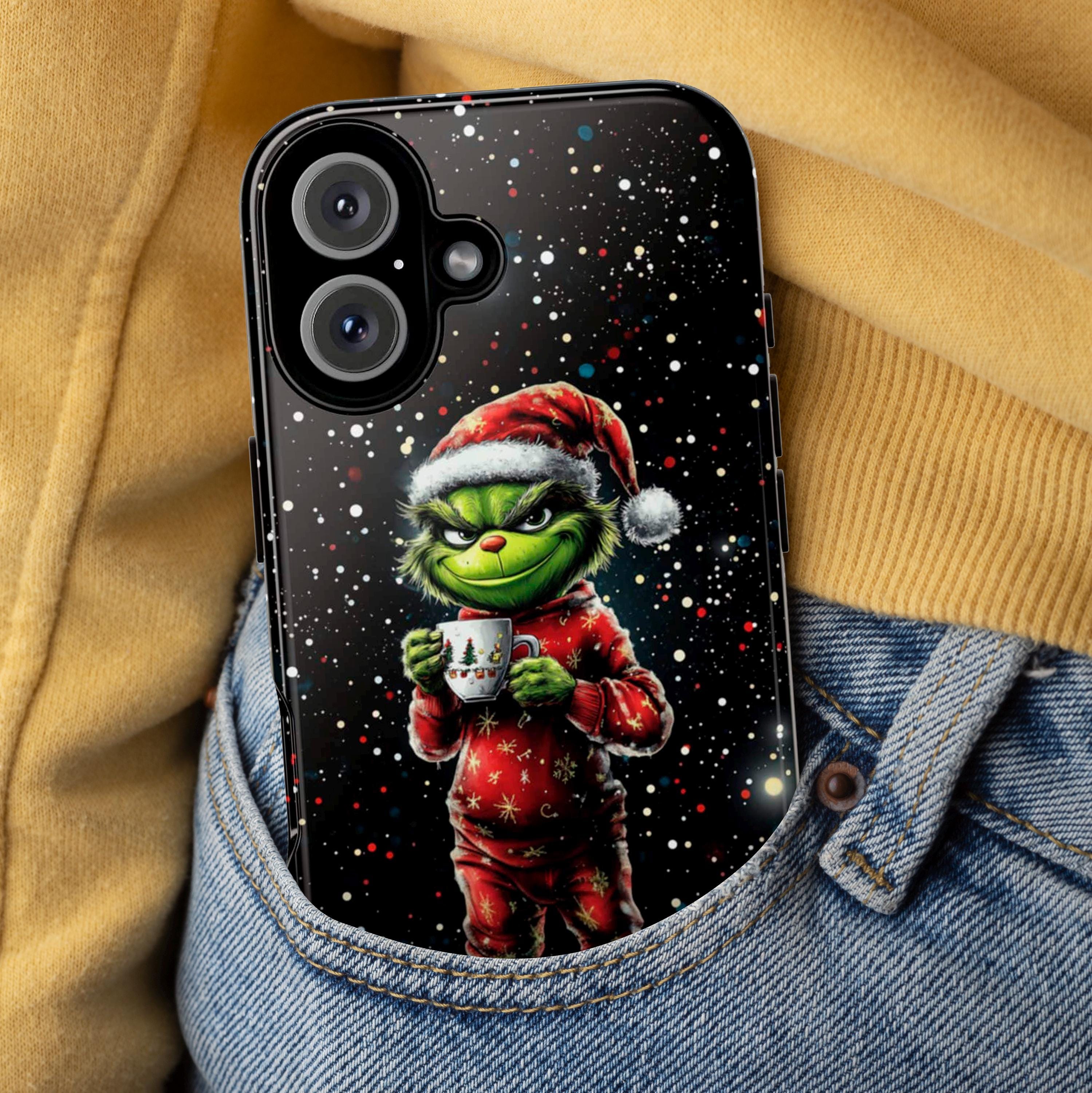 Christmas Grinch Phone Case, Green Xmas Holiday Gift Case, Festive Christmas MagSafe for iPhone 16 15 14 13 Pro Max Plus, Samsung S25, 431.2