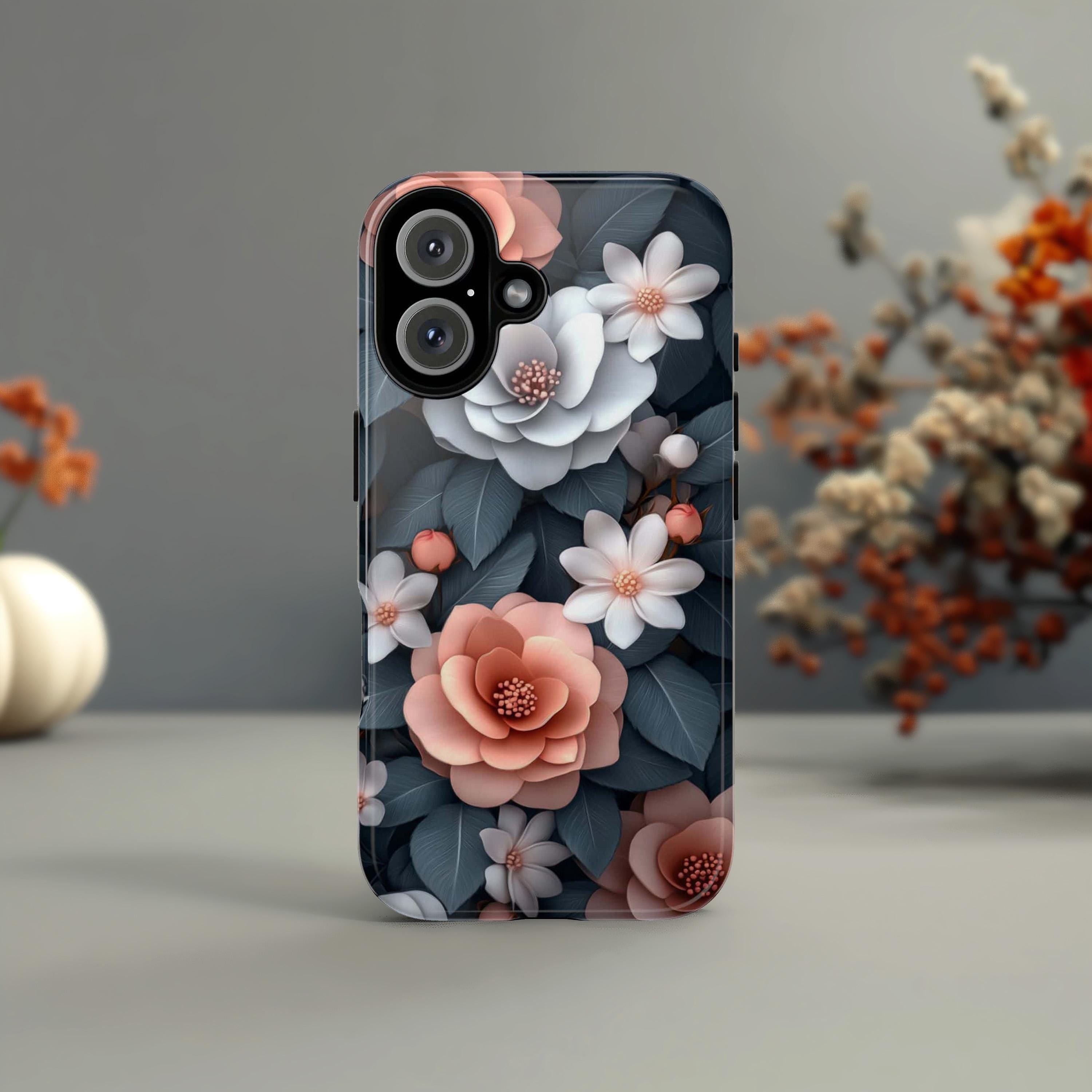3D effect Floral Phone Case, Flower Design Protective Cover, Botanical Art Case for Nature Lovers iPhone Tough or Magsafe, Samsung, 439.42