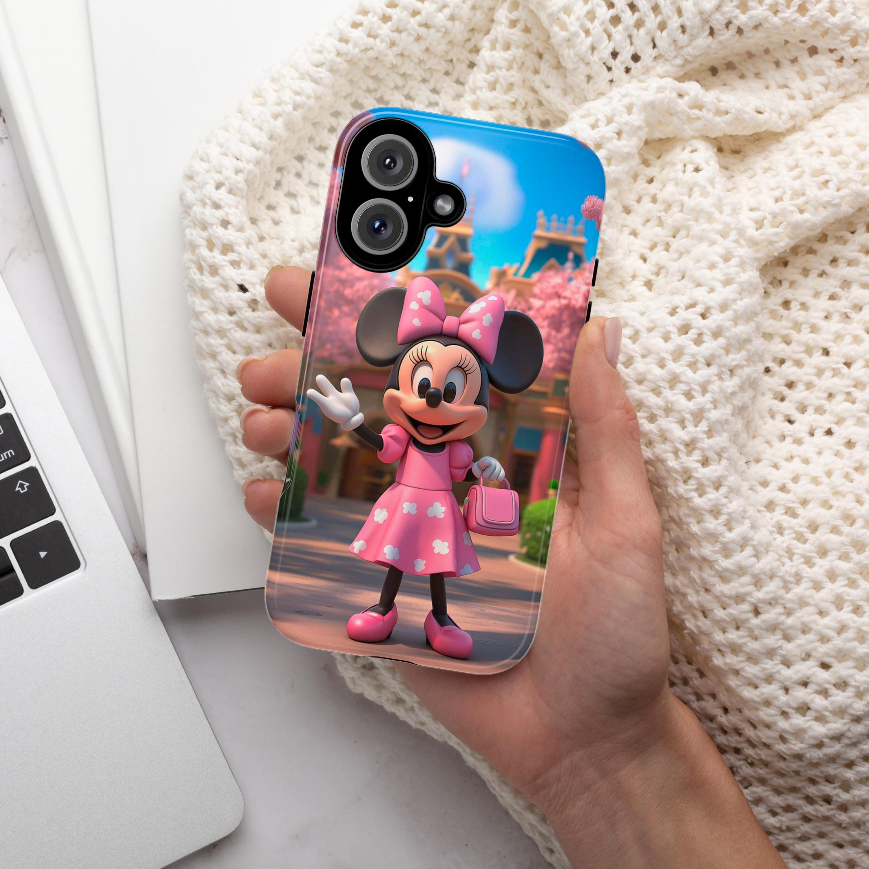 Cherry Blossom Minnie Mouse Phone Case, 3D Tokyo Disneyland Phone Cover for iPhone 16, 15, 14, 13 Magsafe & Samsung, Pixel, 442.42