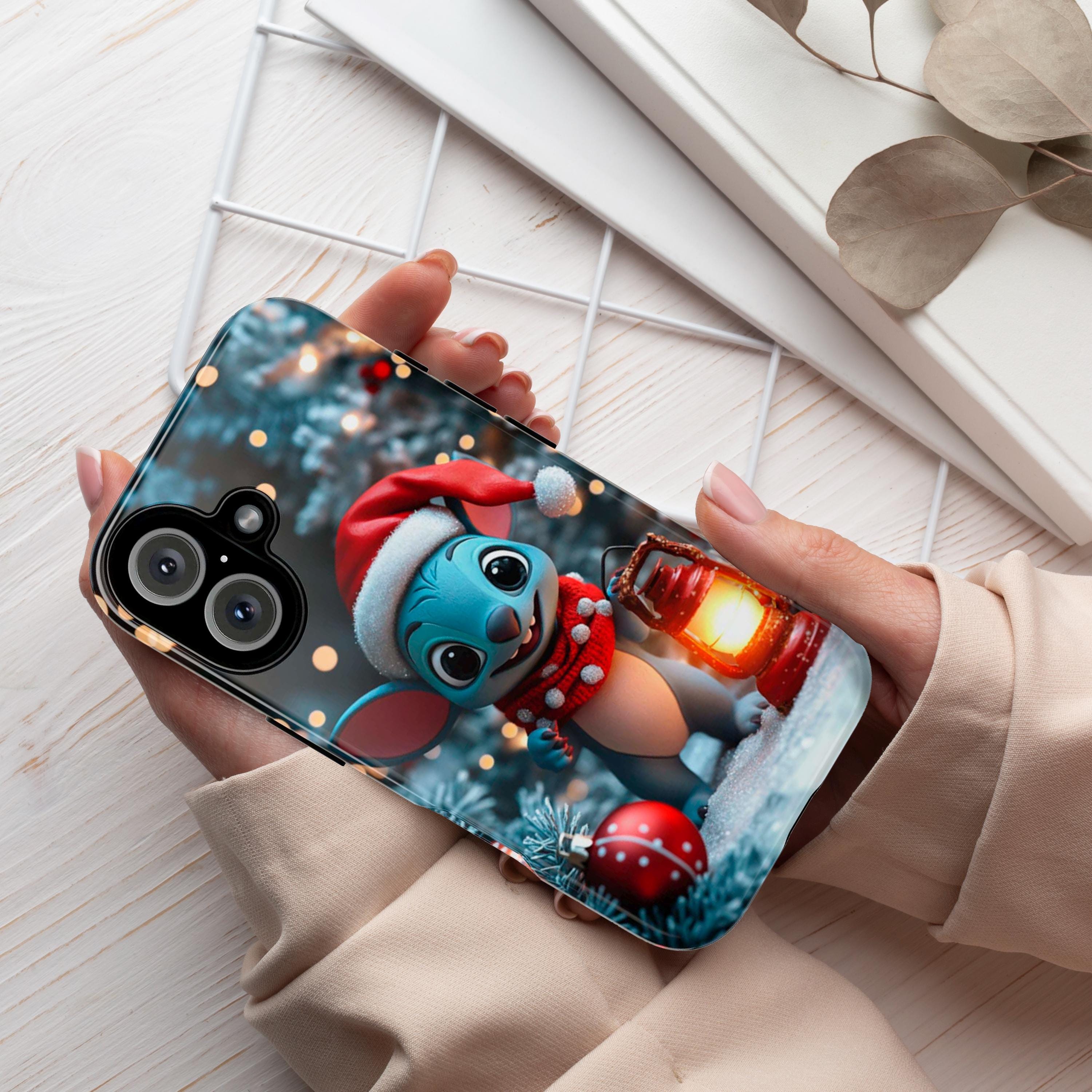 Chrismtas Stitch Lover 3D Phone Case, Cartoon Design Cover, Disney Fan Xmas Phone Case for iPhone 16 15 Magsafe, Samsung S24, 442.19