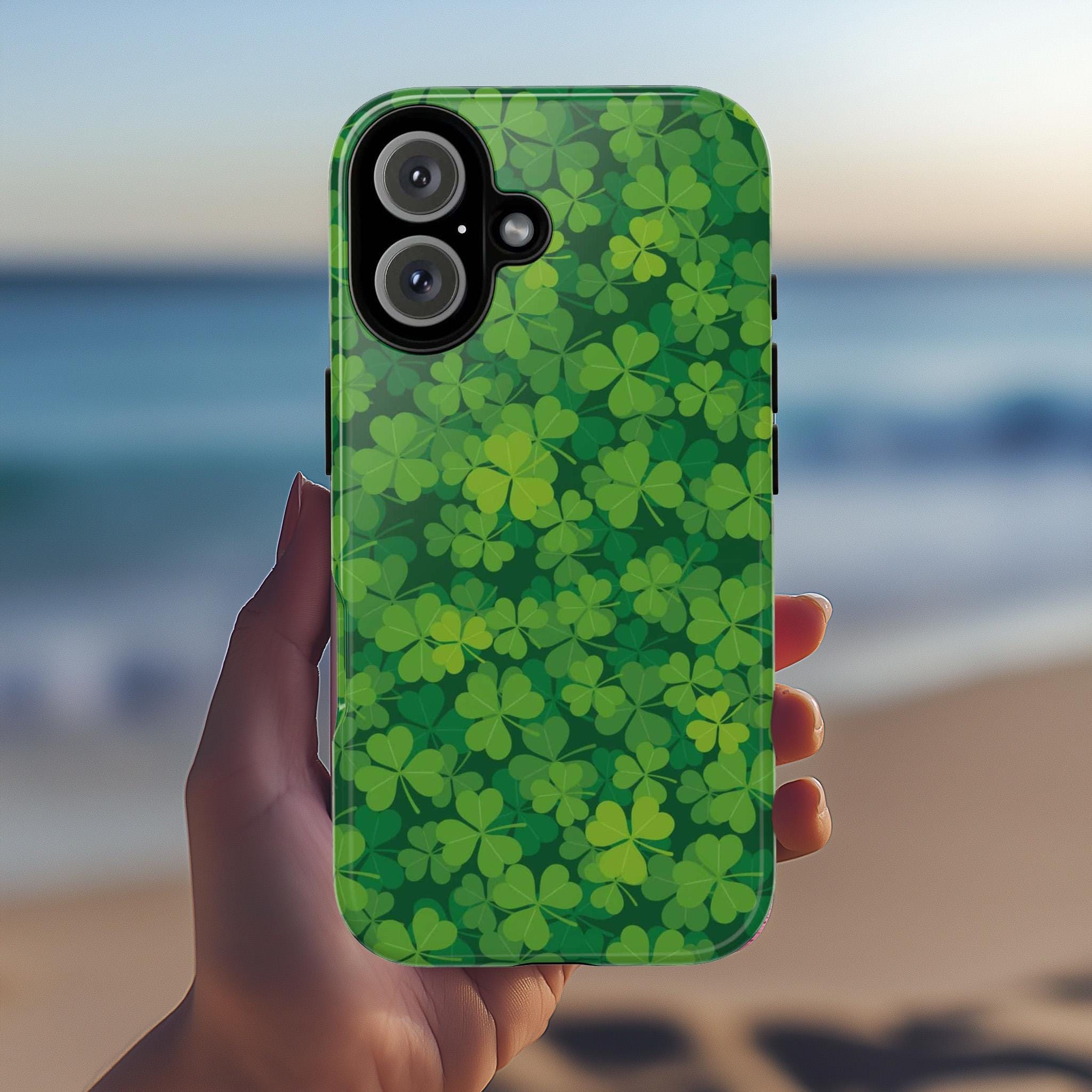 Shamrock St Patricks Day Phone Case, Irish Luck Day Phone Cover, St Paddys Case for iPhone 16 15 14 13 Pro Magsafe Samsung Galaxy S24, 289.2