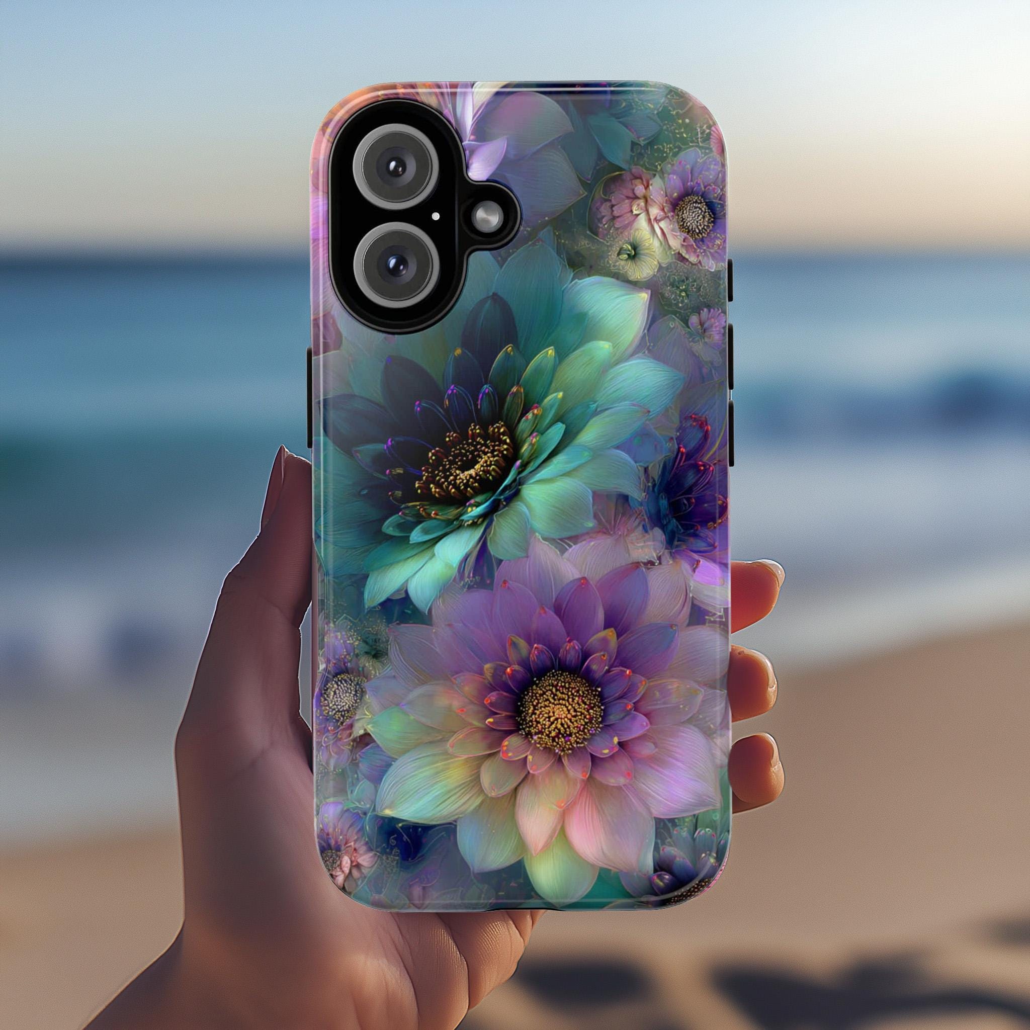 Pastel Floral Stained Glass Phone Case, Colorful Floral Design and Gold Accents, Vibrant Artistic Flower Cover for iPhone & Samsung, 478.5
