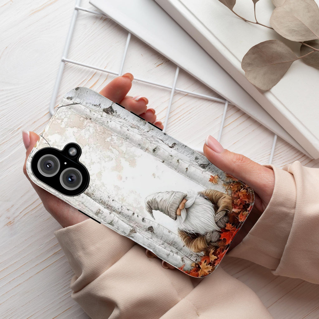 Cozy Festive Holiday Gnome Phone Case, Christmas Gnome & Holly Design for iPhone 15 14 13 12 Pro Max Plus / Samsung S23 S22, 427.3