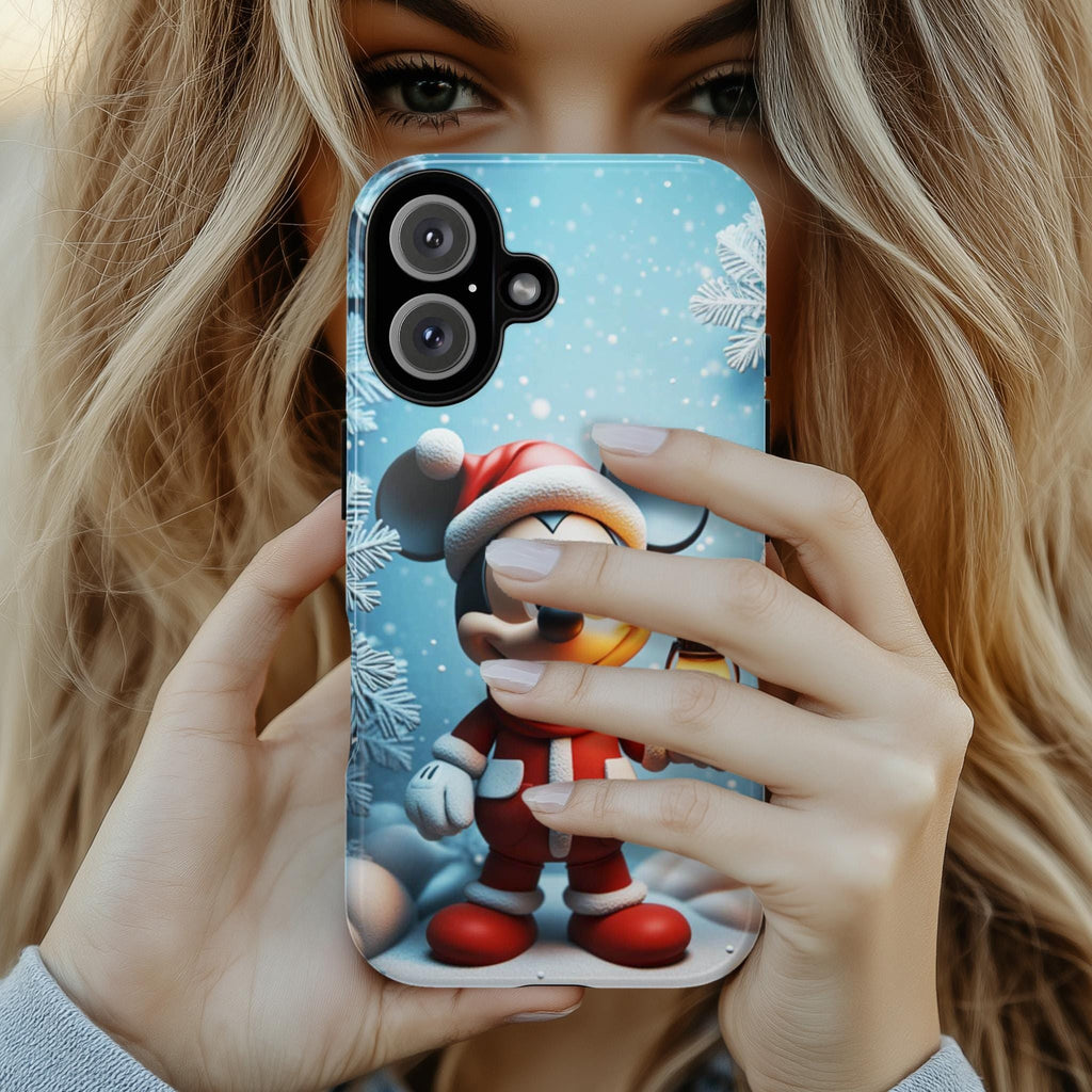 Xmas Santa Mickey Mouse 3D effect Phone Case, Cartoon Mickey Design, Disney Fan Phone Case for iPhone 16 15 14 Magsafe, Samsung S24, 442.16