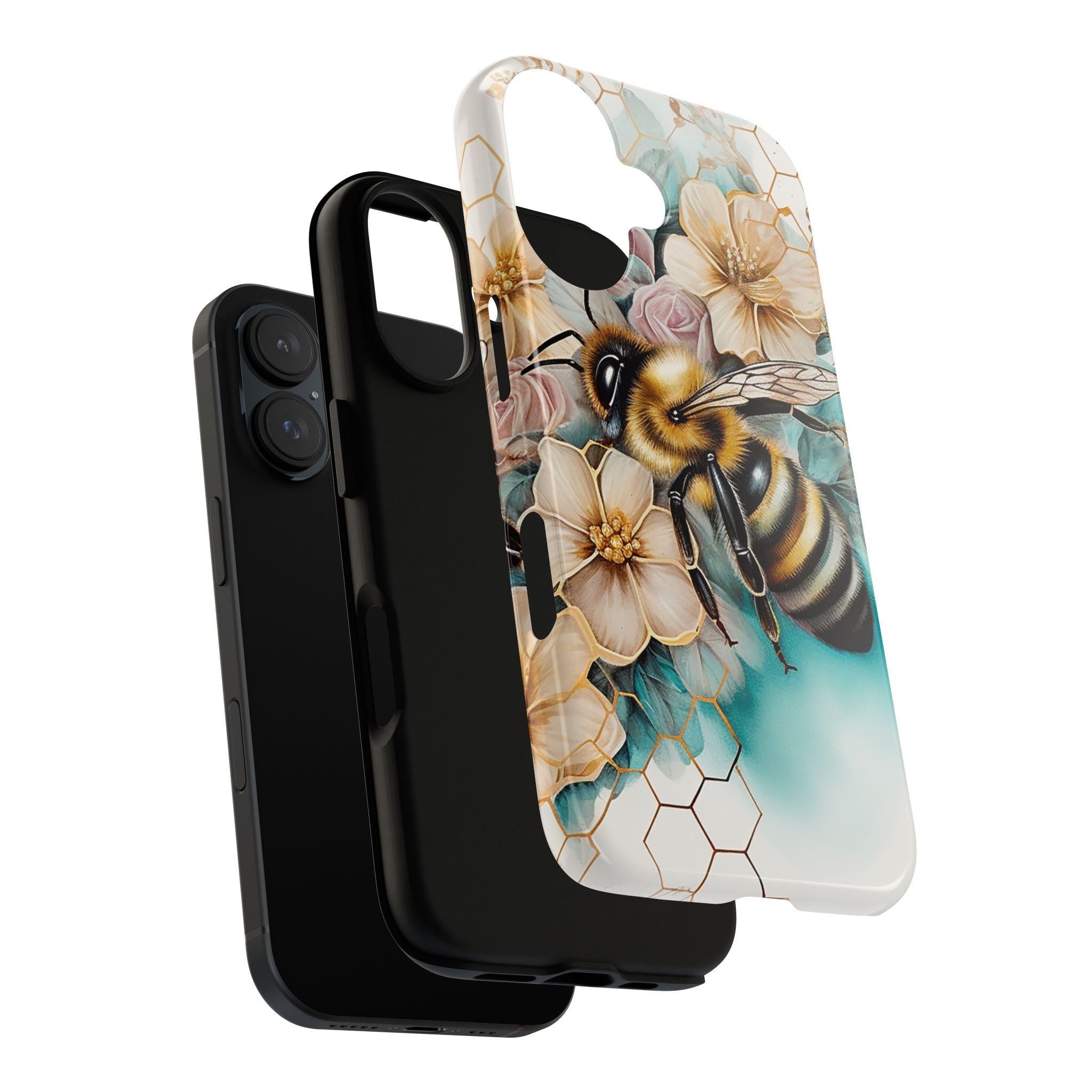 Bumble Bee Lover Phone Case, Honeycomb Bees Phone Cover, Honey Bee Case for iPhone 16 15 14 13 Magsafe Pro Max Plus/Samsung S25, 102.3