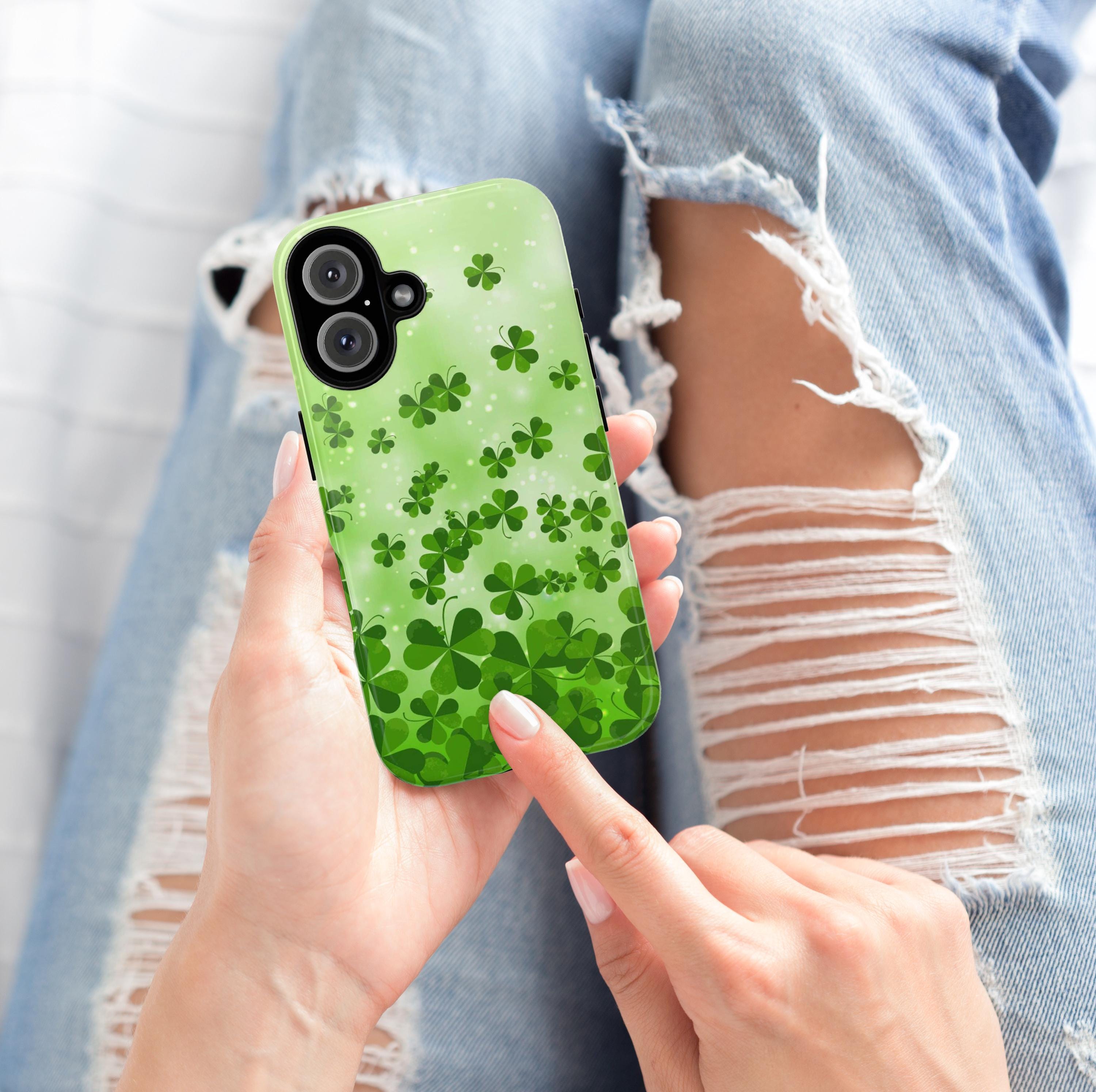 St Patricks Day Phone Case, Irish Luck Day Phone Case, Shamroc St Paddys Cover for iPhone 16 15 14 13 Pro Max Plus Samsung Galaxy S24, 289