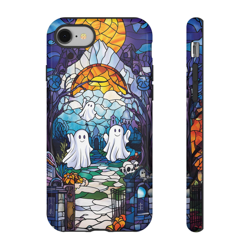 Halloween Phone Case Witchy Ghost Stained Glass Cover Spooky Phone Case for iPhone 16 15 14 13 12 11 Pixel 5 6 7 8 Galaxy S 24 23 22 21 20