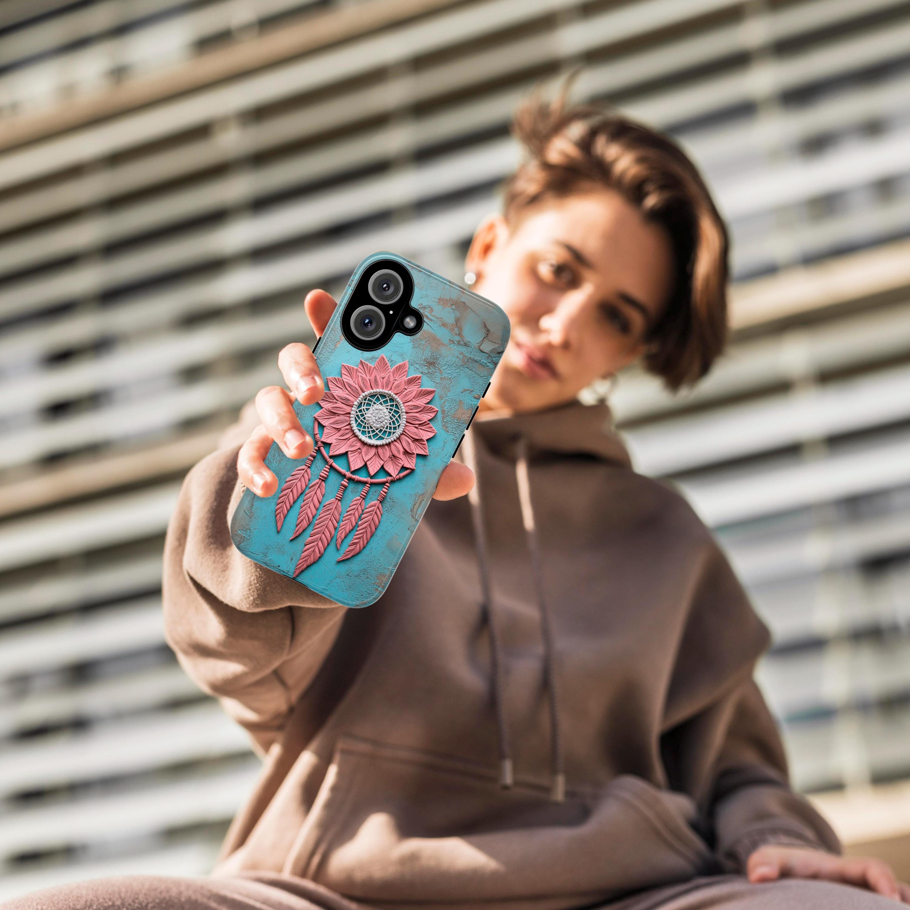 Pastel Pink and Blue Dreamcatcher Phone Case, 3D Art Design, Boho Chic Protective Cover for iPhone 16, 15, Samsung Galaxy S24, 439.20