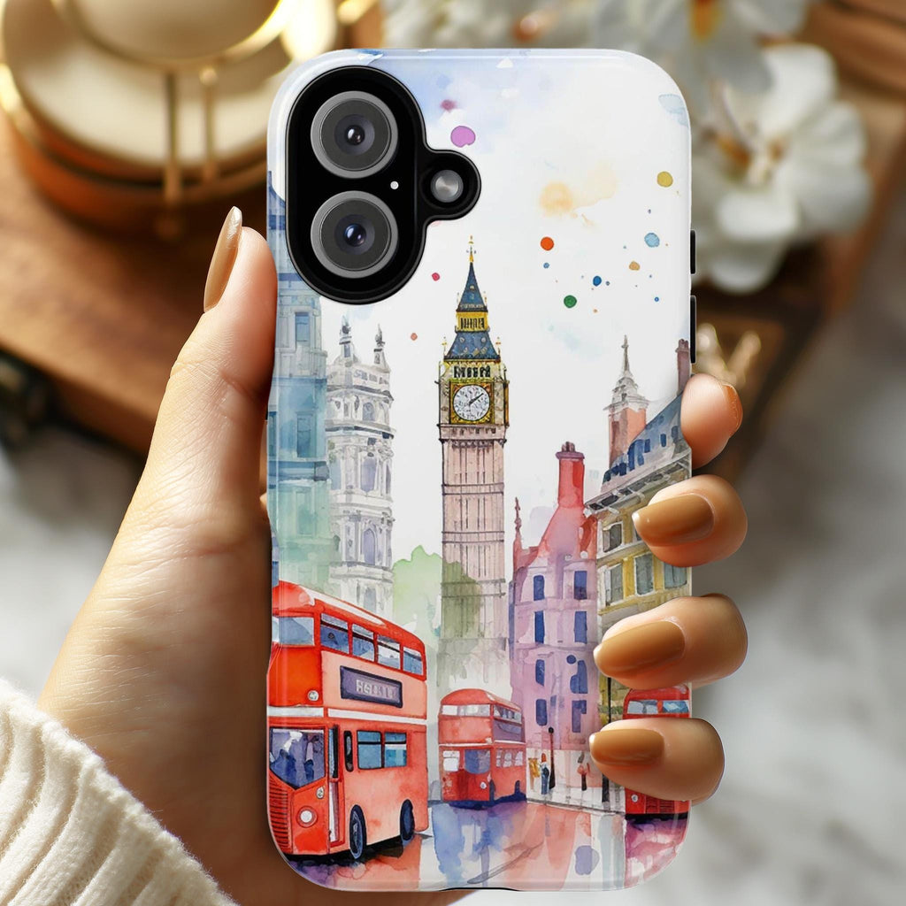 London Building Phone Case, Happy London Phone Case, English City Phone Cover for iPhone 16 15 14 13 Pro Max Plus/Samsung S25, 187.1