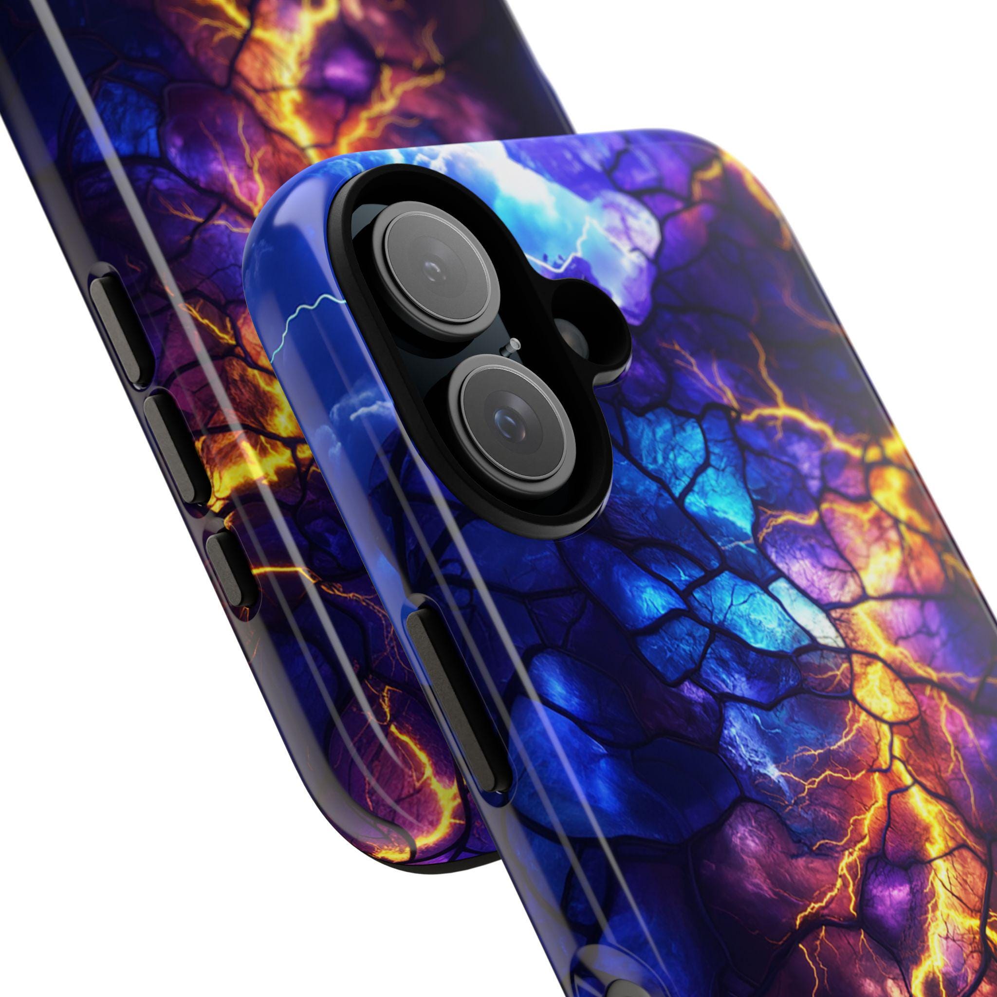 Stained Glass Phone Case with Lightning in the Sky | Aesthetic Mystic Design for iPhone 16 Pro Max 15 14 Plus Mag Safe, Samsung S25, 432.2