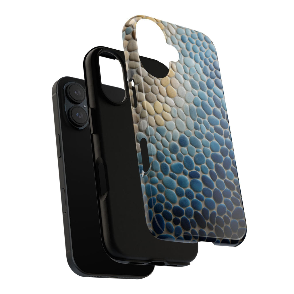 3D Textured Ocean Pebble Phone Case, Coastal Nature Cover, Natural Stones Case for iPhone 16 15 14 13 Tough or Magsafe, Samsung, 466.9