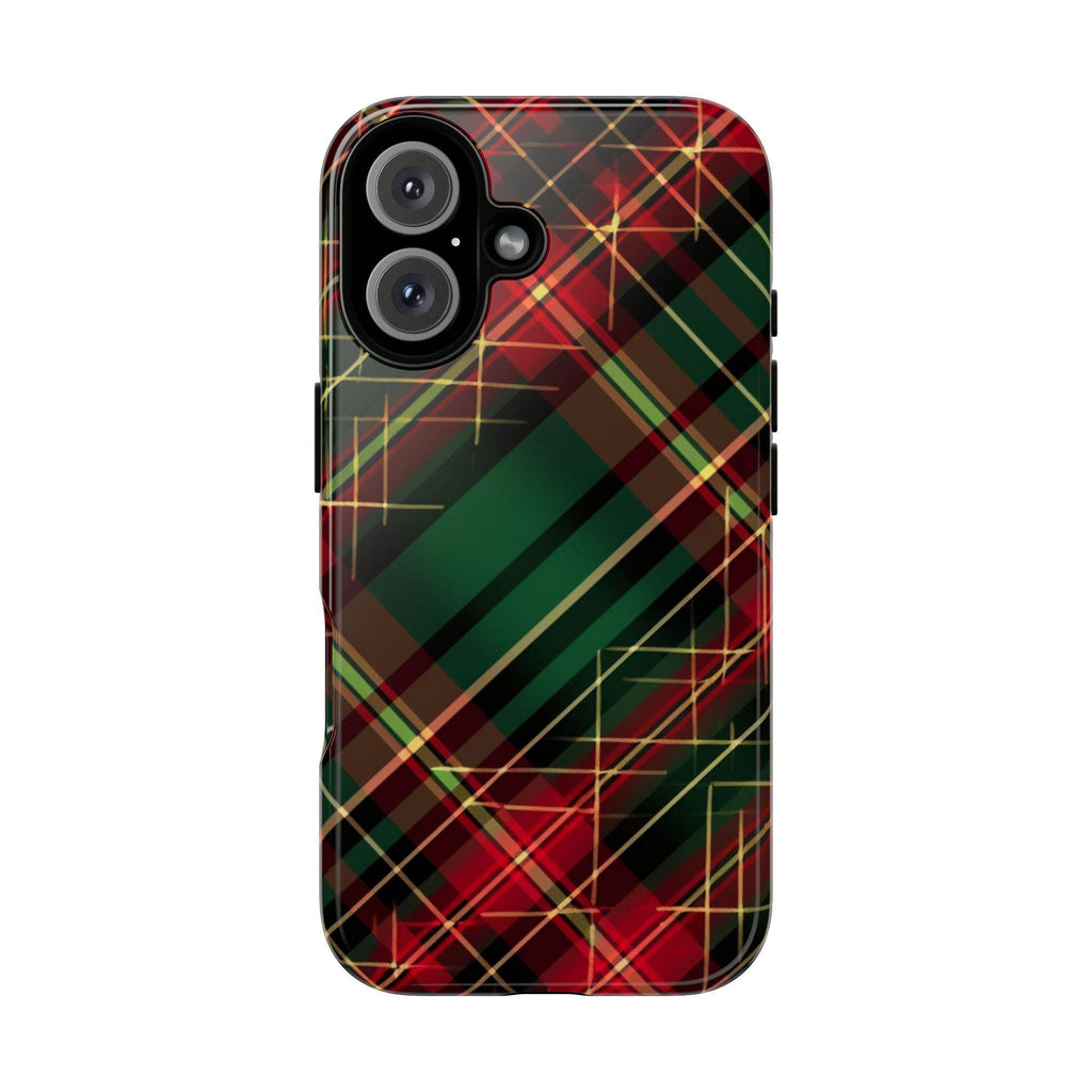 Christmas Plaid Xmas Phone Case Holiday Holly Phone Case, Custom Winter Phone Cover for iPhone 16 15 14 13 Pro Max Plus/Samsung S25, 108