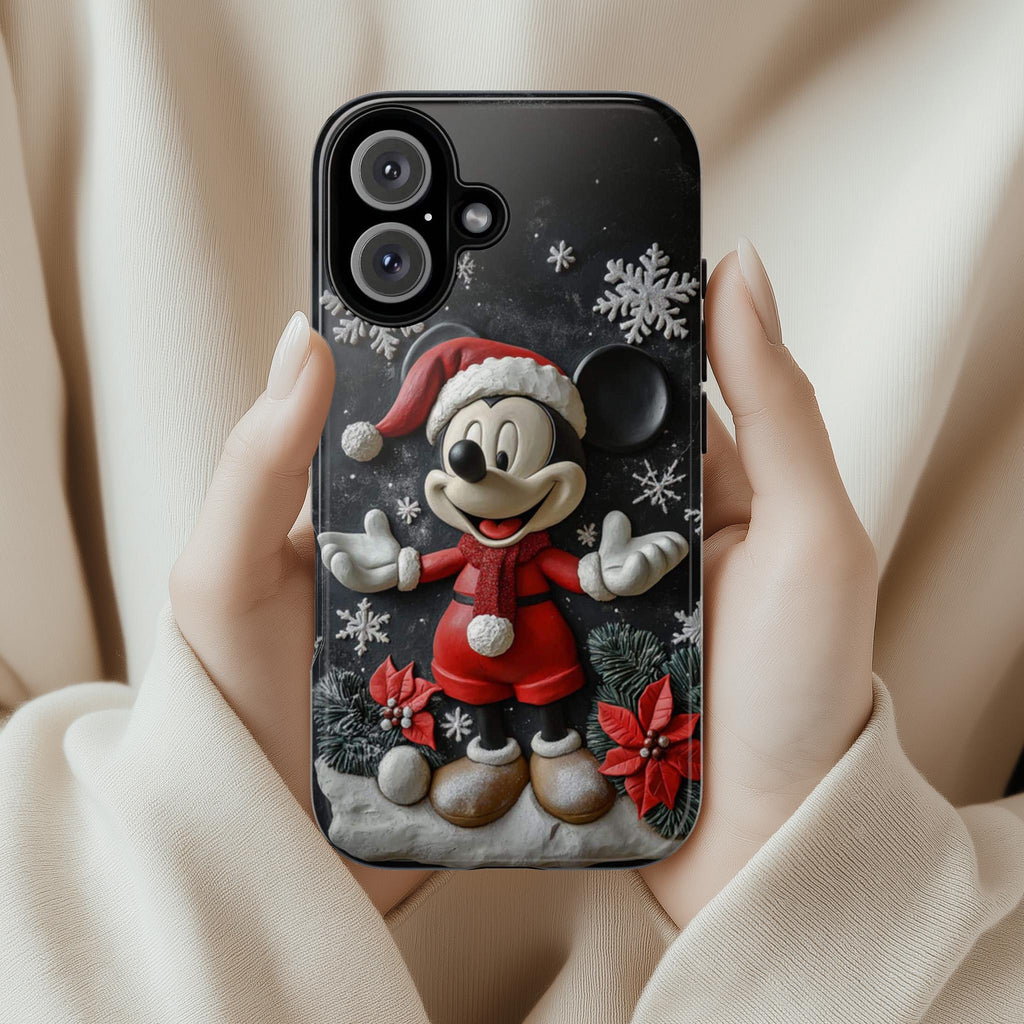 Xmas Mickey Mouse 3D effect Phone Case, Cartoon Design, Mickey Christmas Tree Phone Case for iPhone 16 15 Magsafe, Samsung S24, 442.24