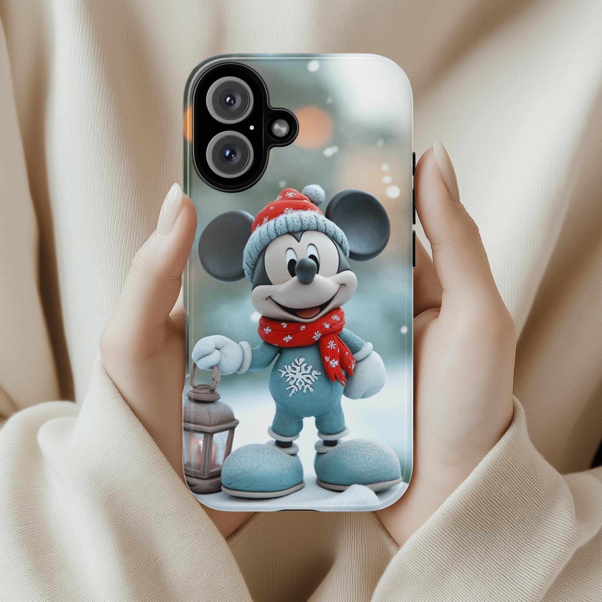 Santa Mickey Mouse 3D effect Phone Case, Cartoon Xmas Design, Disney Christmas Phone Case for iPhone 16 15 14 Magsafe, Samsung S24, 442.6