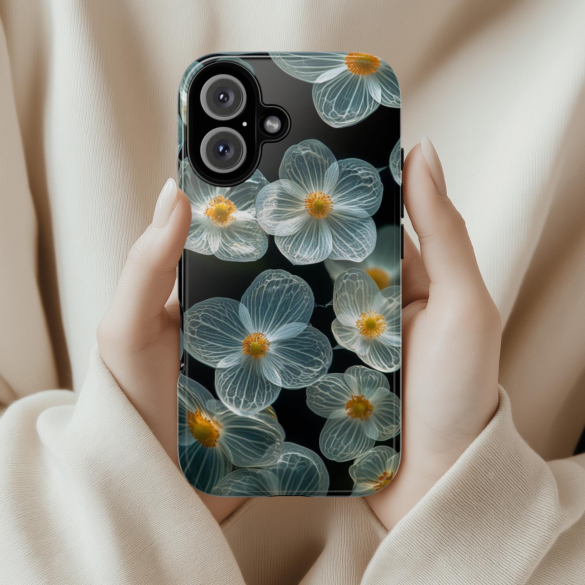 Diphylleia Grayi Floral Phone Case, Japanese-Inspired Design for iPhone for iPhone Magsafe & Android Devices, Samsung S24, Pixel 9, 428.16
