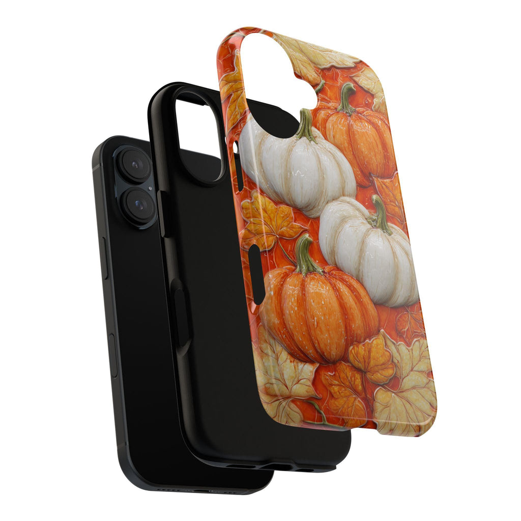 3D Autumn Pumpkin Phone Case, Orange Fall Lovers Phone Case, Festive Seasonal Cover for iPhone 16 15 14 Tough or Magsafe, Samsung, 475.17