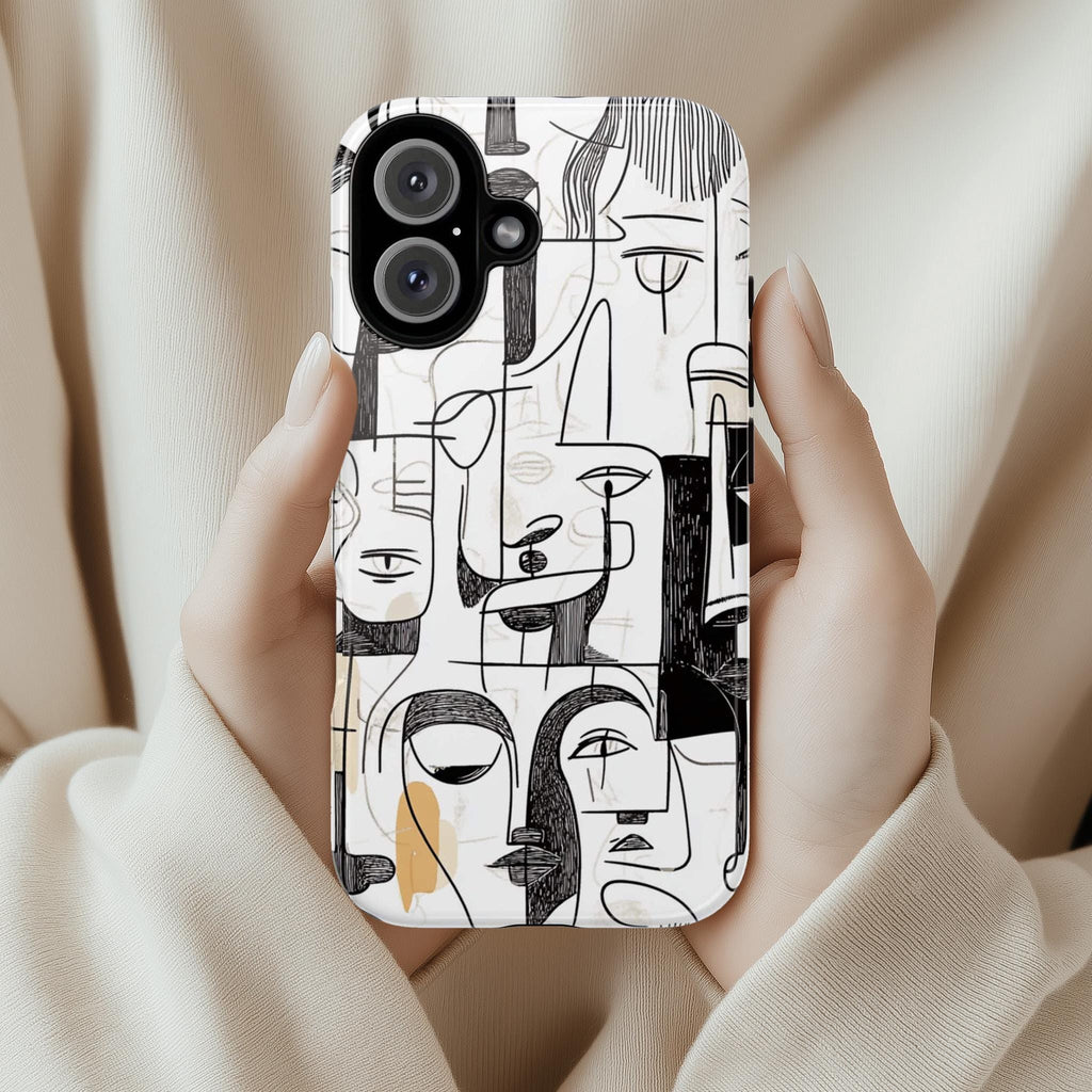 Minimalist Abstract Cubist Phone Case, Picasso-Inspired Art Cover, Modern Artistic Line Art Case for iPhone 16, Samsung S25, Pixel 9, 474.1