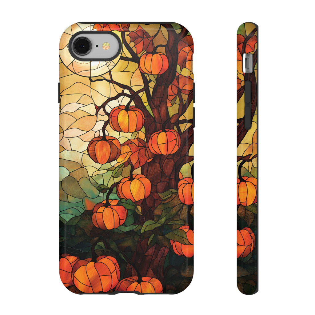 Witchy Pumpkins Phone Case Halloween Lover Phone Cover Fall Stained Glass Gift for iPhone 16 15 14 13 12 11 8 Galaxy S 24 23 22 21 20 Pixel