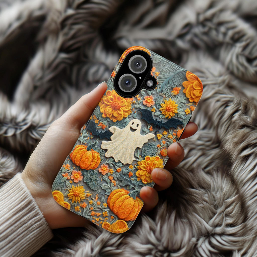 Halloween Ghost Pumpkin Phone Case | Cute Autumn Fall Seasonal Design | Spooky Cozy for iPhone 17 16 15 Tough or Magsafe, Samsung, 475.31
