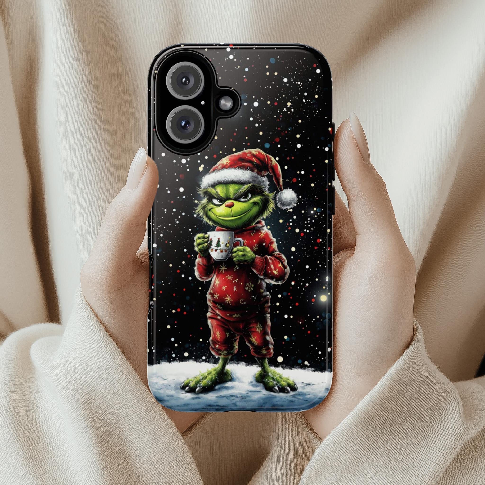Christmas Grinch Phone Case, Green Xmas Holiday Gift Case, Festive Christmas MagSafe for iPhone 16 15 14 13 Pro Max Plus, Samsung S25, 431.2