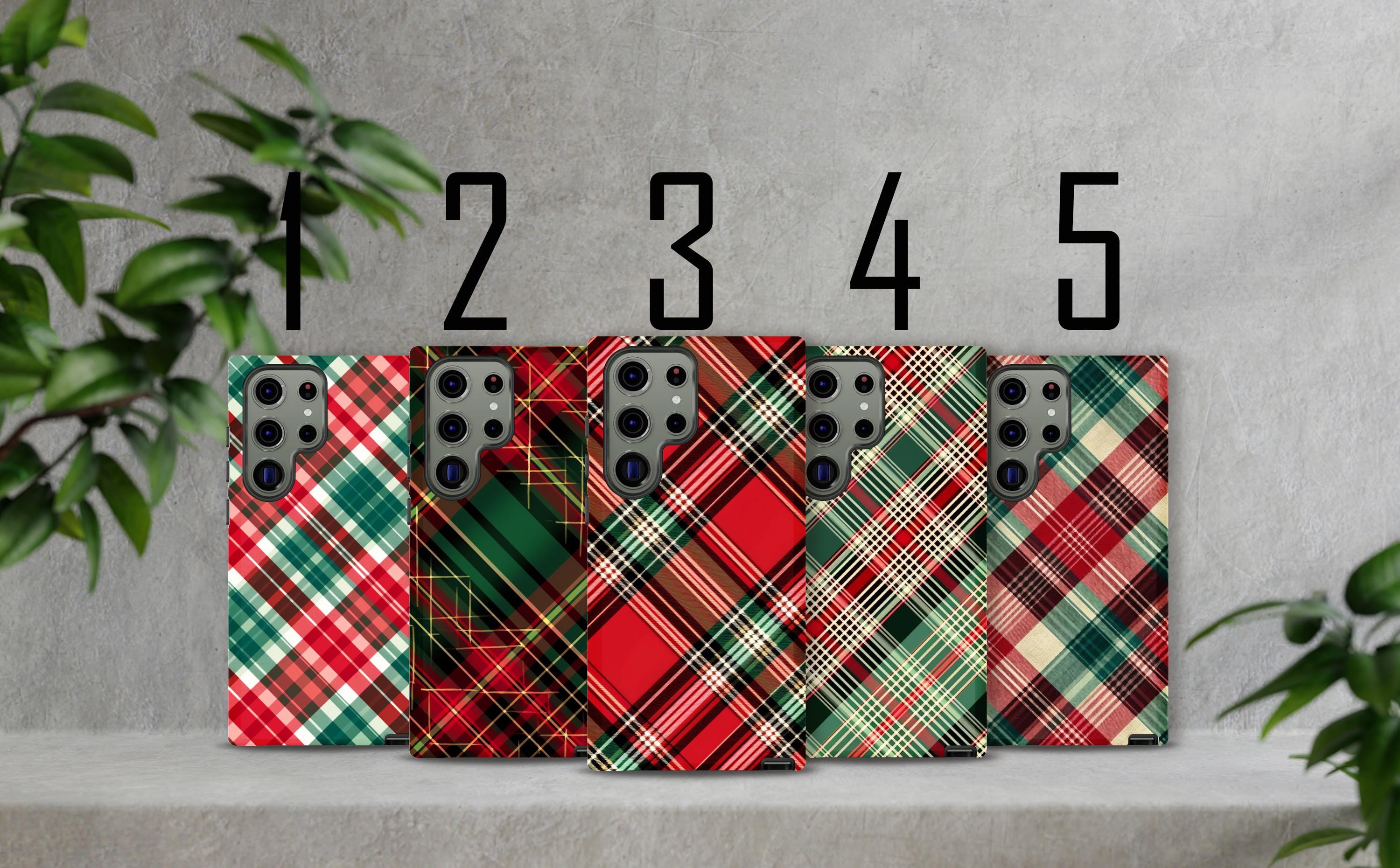 Christmas Plaid Xmas Phone Case Holiday Holly Phone Case, Custom Winter Phone Cover for iPhone 16 15 14 13 Pro Max Plus/Samsung S25, 108
