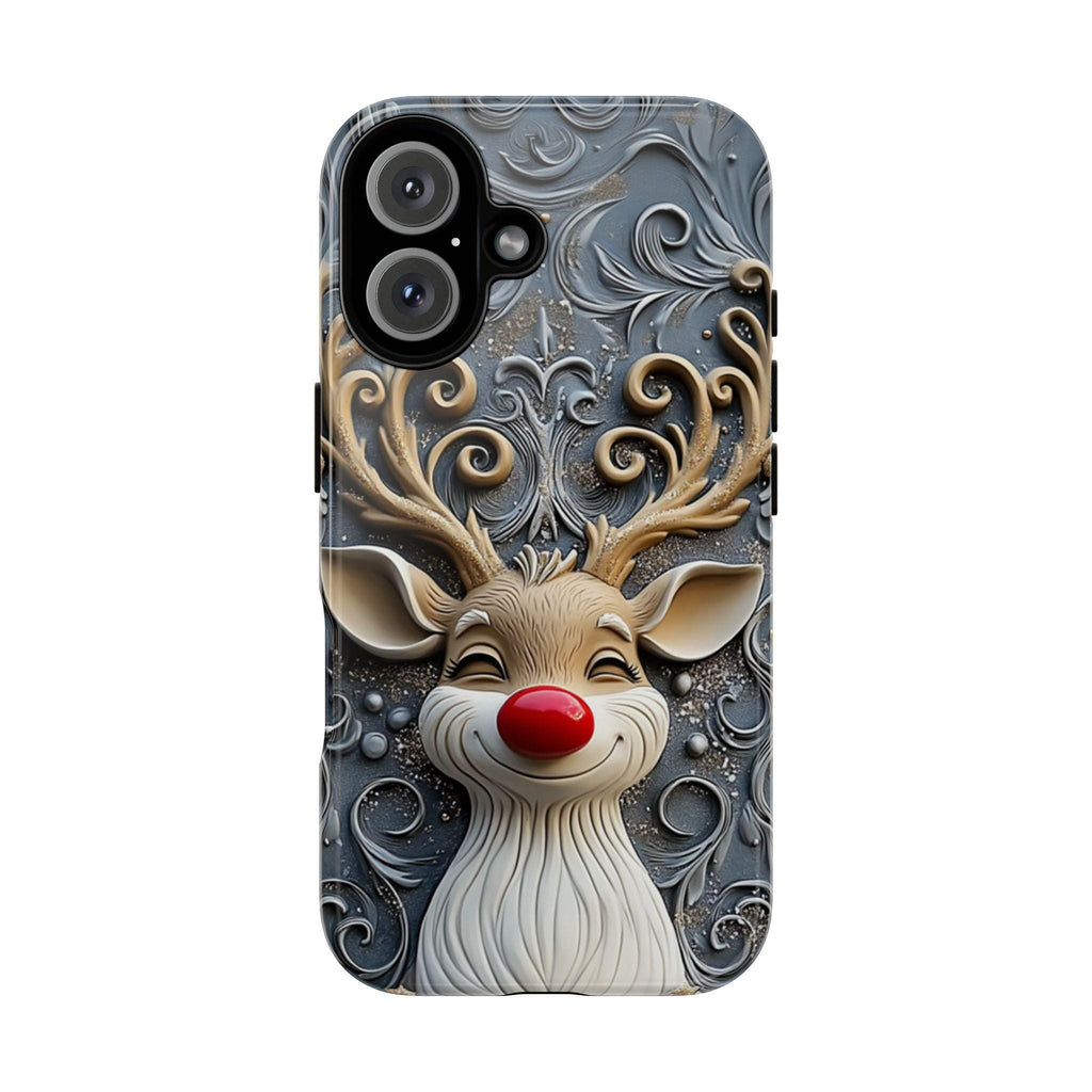 Xmas Rudolph Reindeer Phone Case, Festive Christmas Design, Cute Festive Phone Cover, Xmas Gift for iPhone 16 15, Samsung Galaxy, 433.16