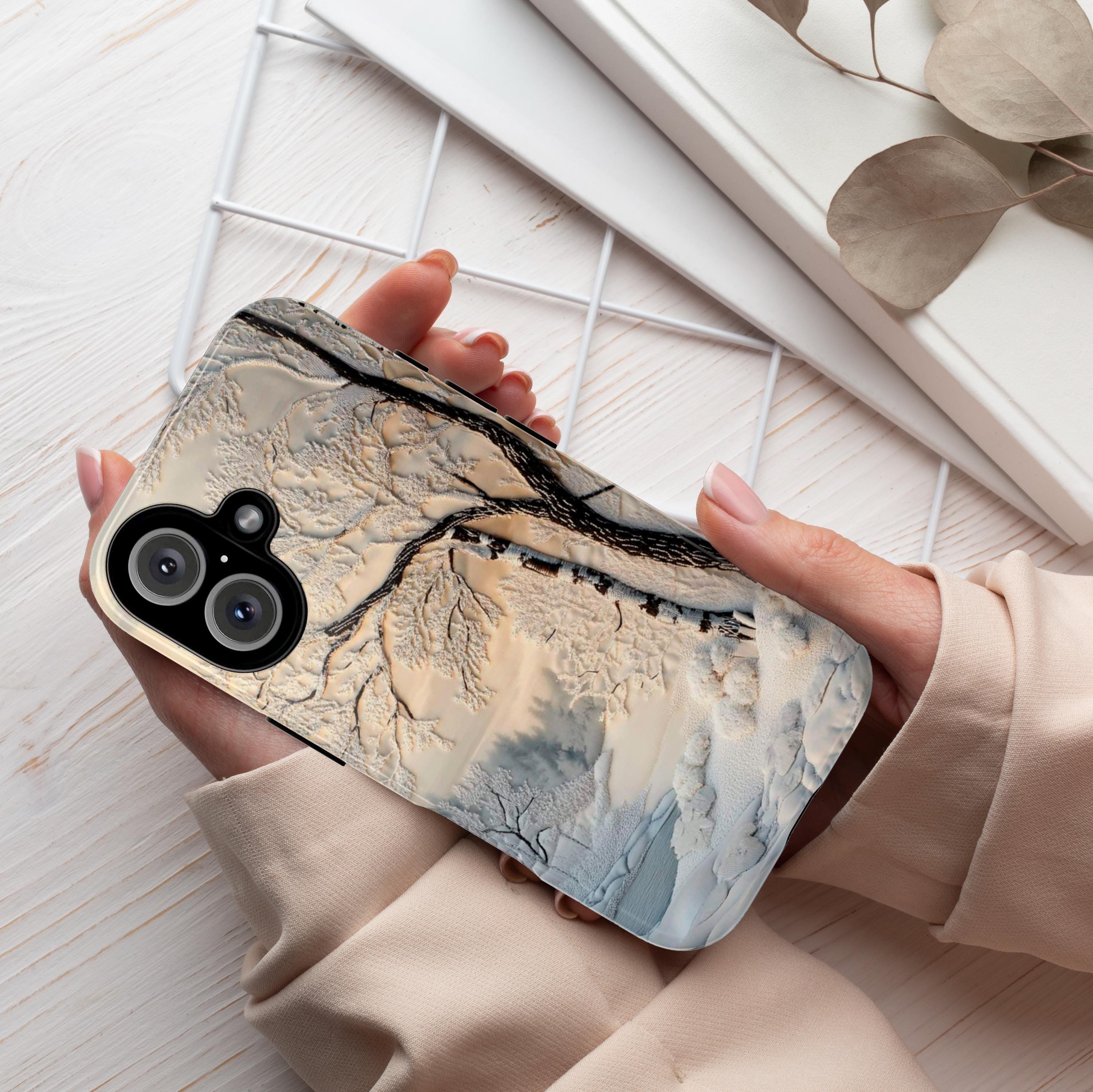 Snowy Winter Forest Phone Case, White Christmas Woodland Vibes MagSafe for iPhone 16 15 14 13 12 Pro Max Plus, Samsung S24, Pixel 8, 453.9
