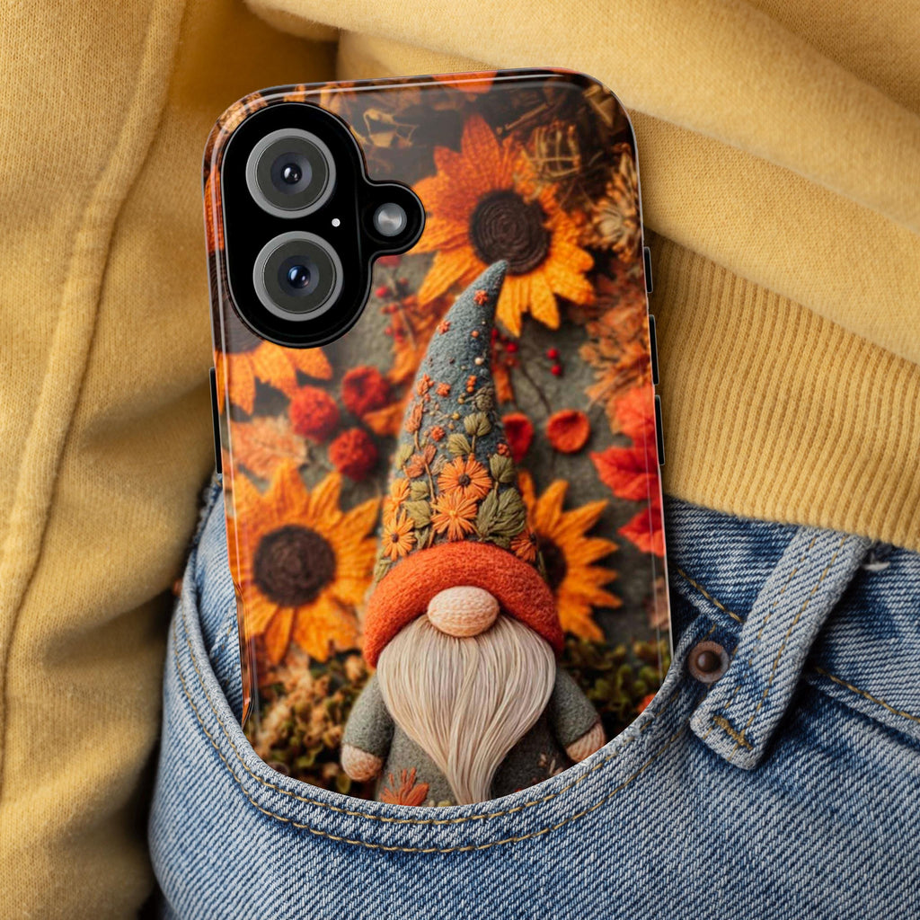 Fall Gnome Embroidery Phone Case with Felted Pumpkin | Cozy Autumn  Cute Gnome Cover for iPhone 16 15 Tough or Magsafe, Samsung, 452.16