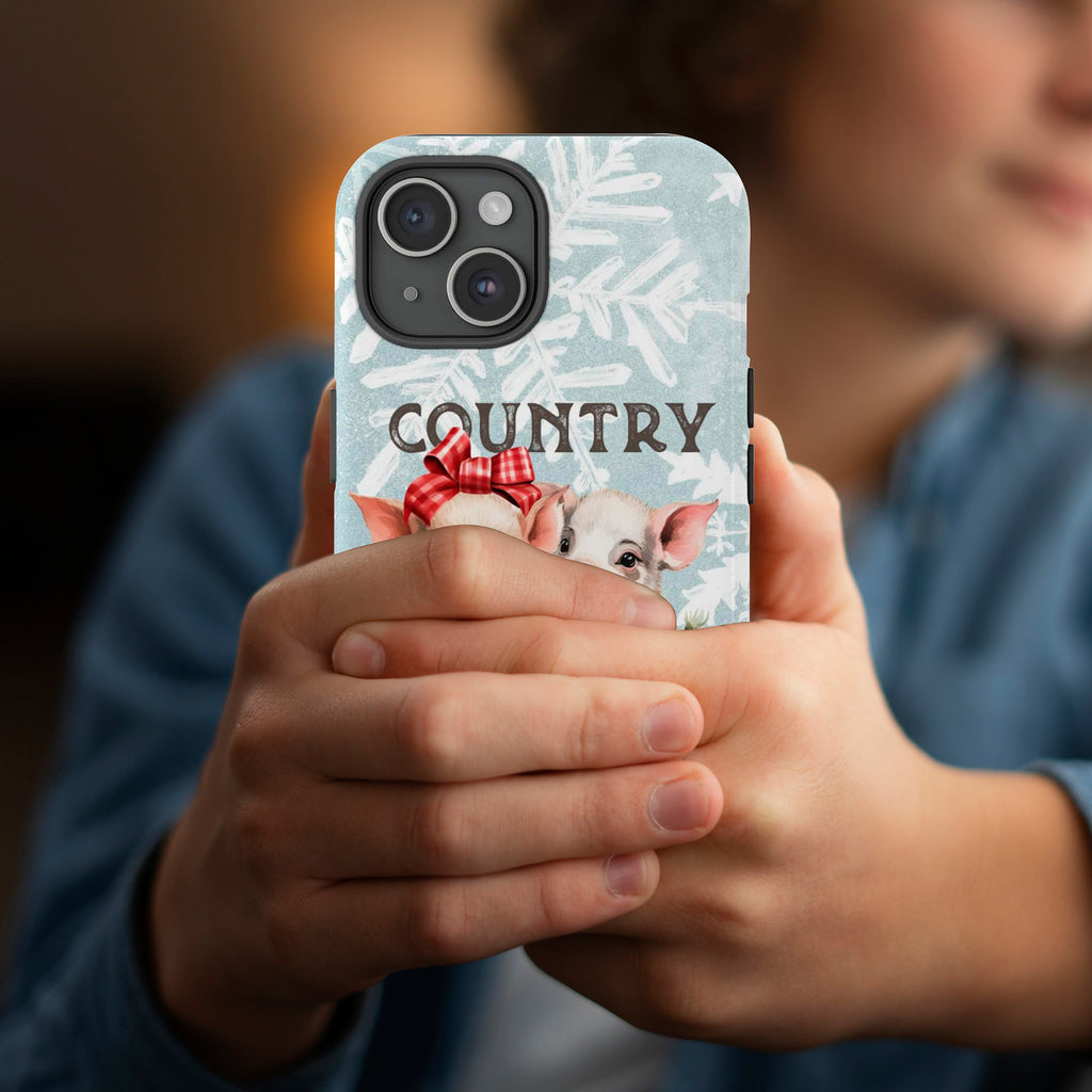 Xmas Country Pig Phone Case, New Year Pig Christmas Phone Case, Fortune Pig Cover for iPhone 16 15 14 Pro Max Plus/Samsung Galaxy 0190