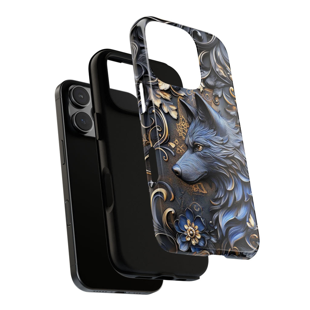 3D Dark Gothic Fantasy Wolf Phone Case, Gothic Floral Phone Cover for iPhone 16 15 14 13 Pro Magsafe Samsung Galaxy S24, 465.2