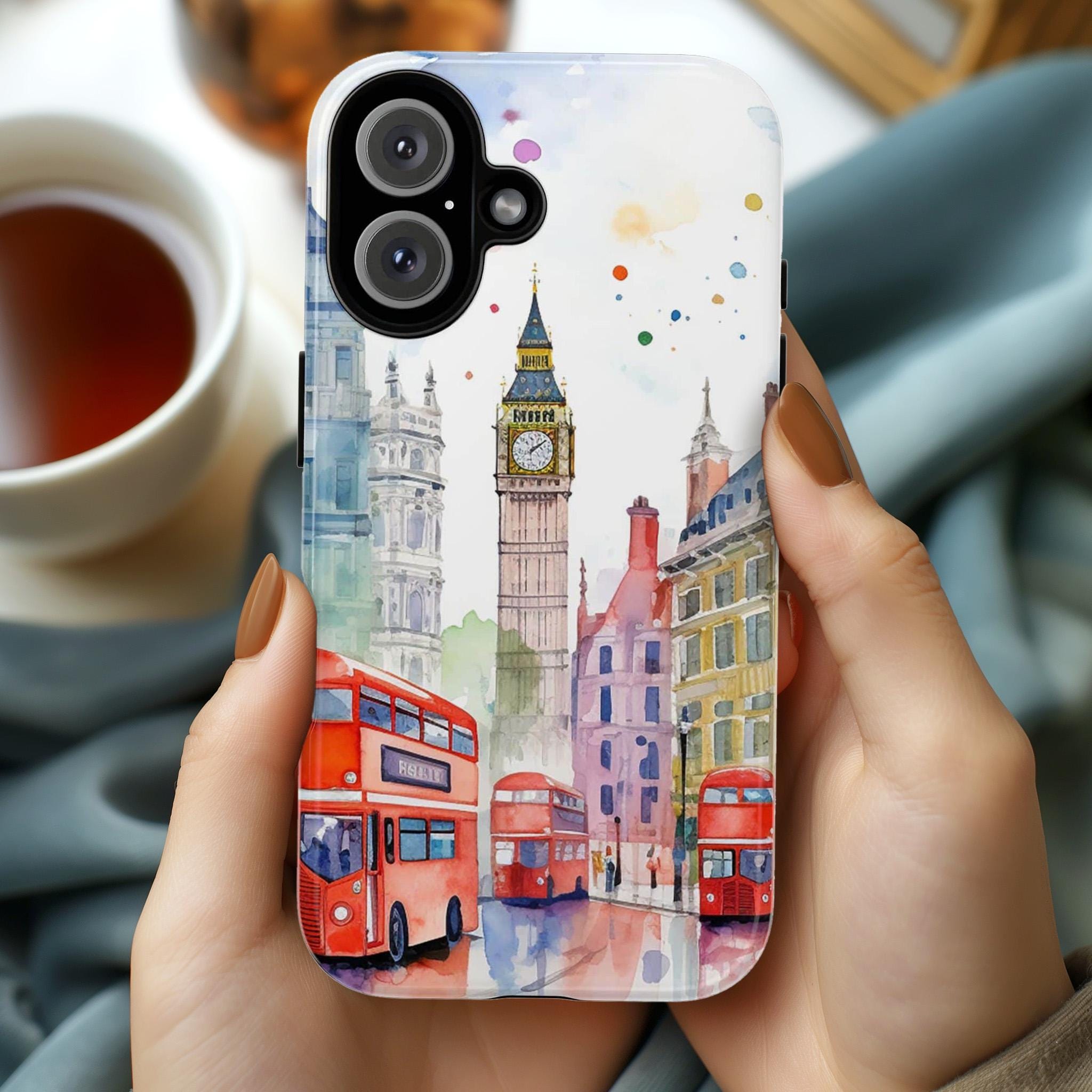 London Building Phone Case, Happy London Phone Case, English City Phone Cover for iPhone 16 15 14 13 Pro Max Plus/Samsung S25, 187.1