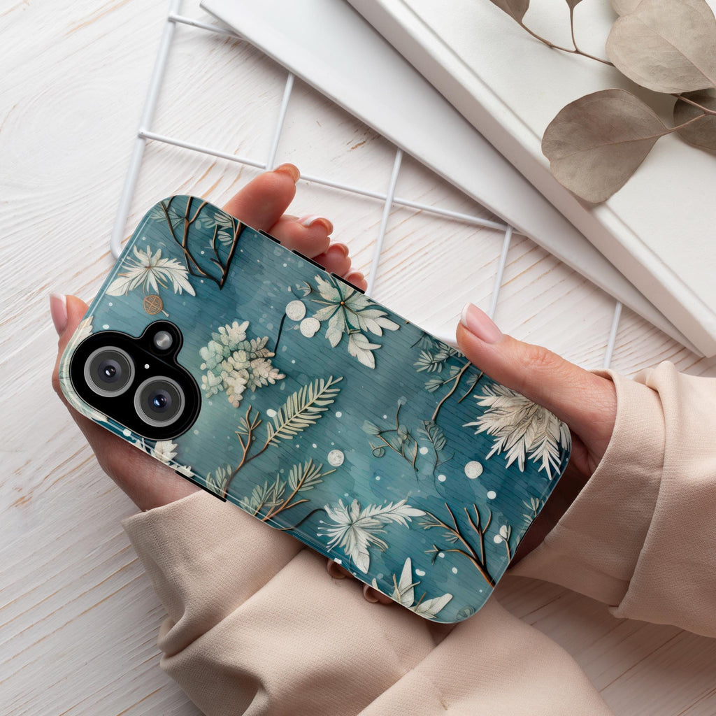 Winter Snowy Xmas iPhone Case, Holiday Winter Christmas Pattern Phone Cover for iPhone 15 14 13 12 11 8 Pro Max Plus, Galaxy S25, 411.11