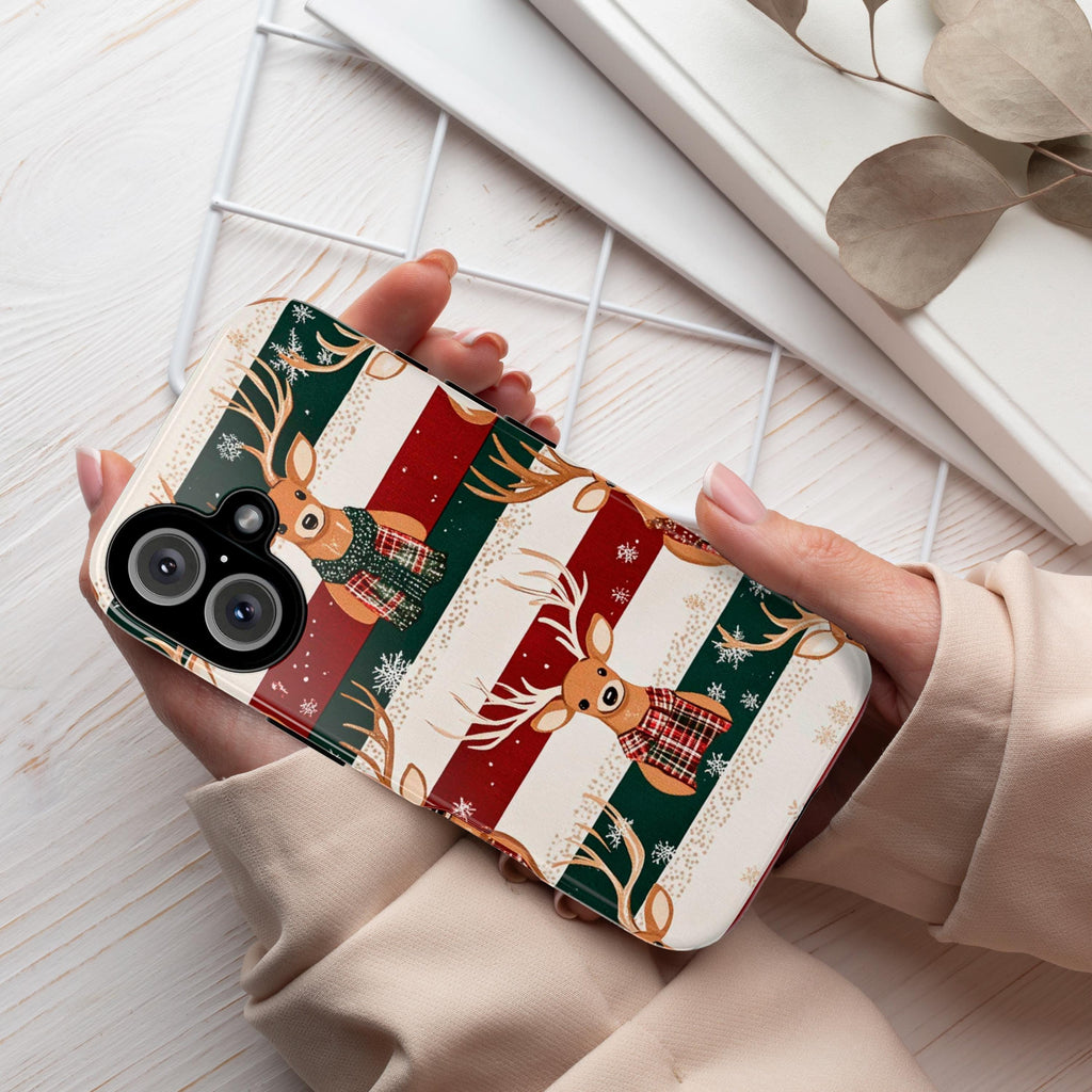 Cute Xmas Deer Phone Case, Winter Christmas Design with Rudolph Phone Case Magsafe Case for iPhone 15 14 13 Magsafe, Samsung S24, 426.4