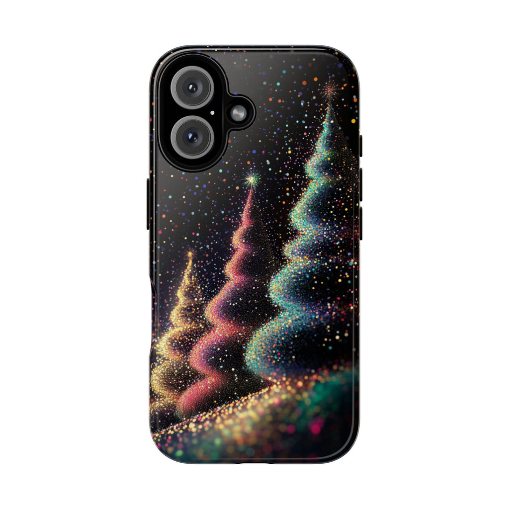 Cozy Christmas Tree Holiday Phone Case, Elegant Xmas Glitter in the Night Case for iPhone 16 Pro Max 15 Plus, Samsung S25, Mag Safe, 431.3