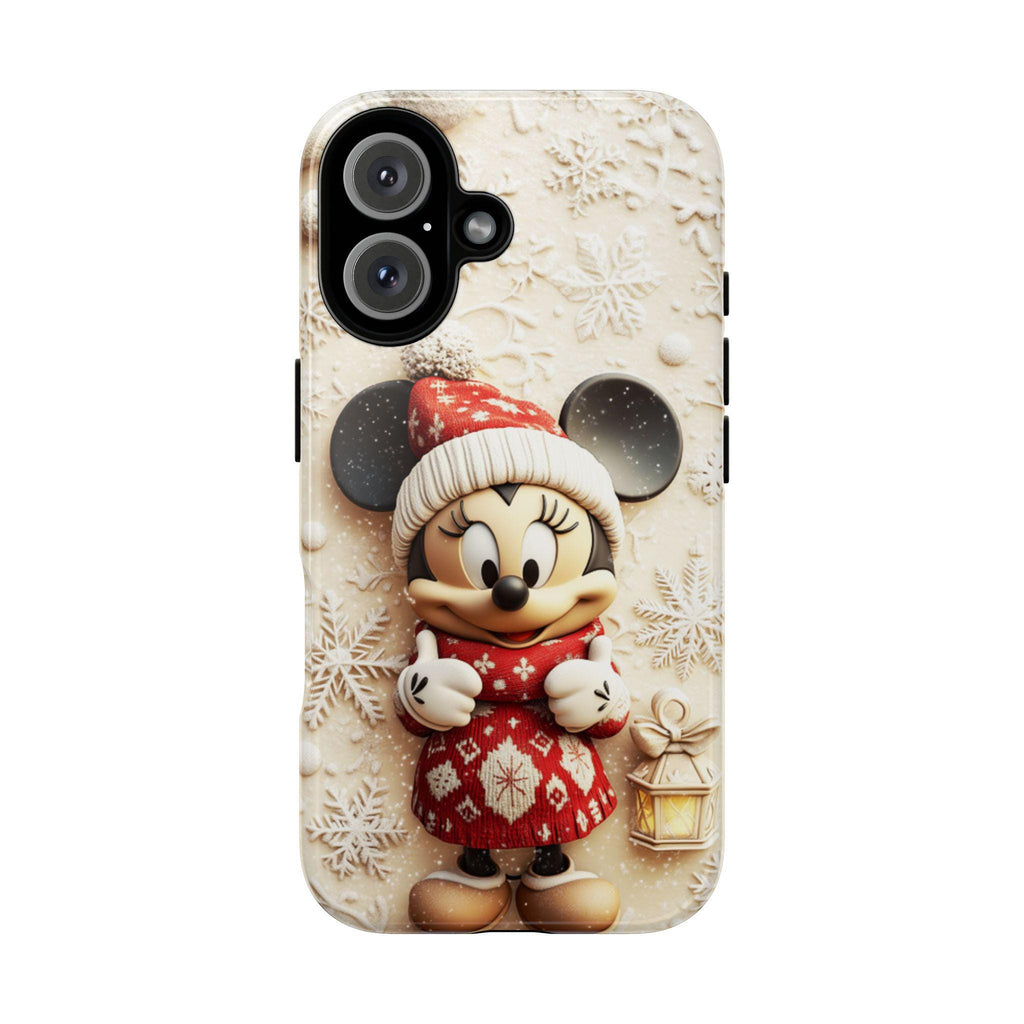 Santa Minnie Mouse 3D effect Phone Case, Xmas Cartoon Design, Minnie Christmas Tree Phone Case for iPhone 16 15 Magsafe, Samsung S24, 442.10