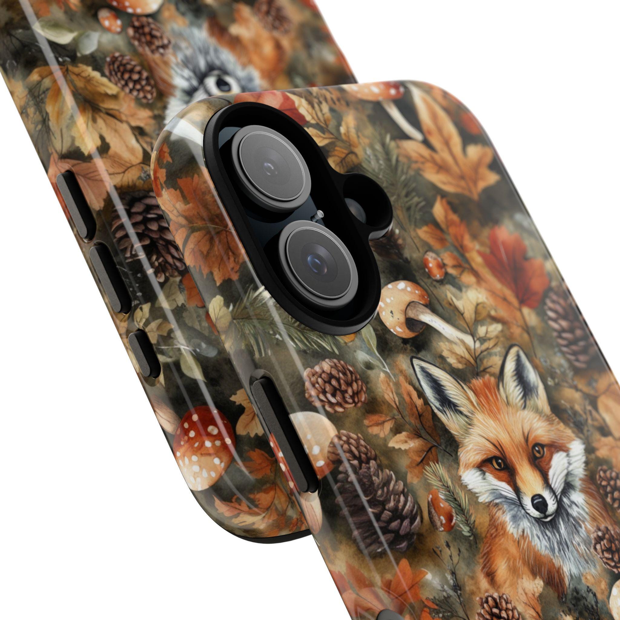 Fox in the Forest Art Phone Case, Watercolor Autumn Design, Fall Forest Aesthetic Phone Cover for iPhone 16 15 14 13, Samsung S25, 434.4