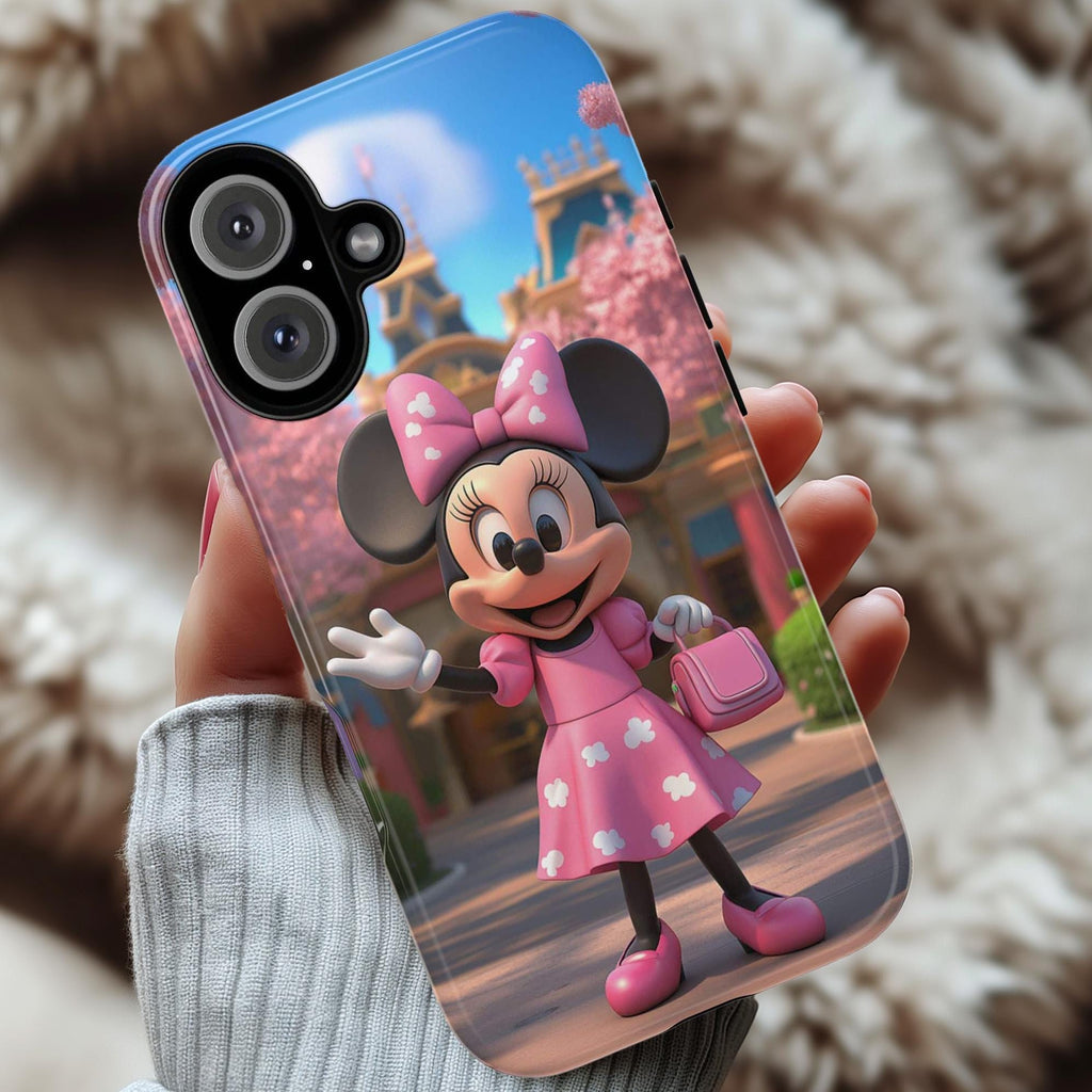 Cherry Blossom Minnie Mouse Phone Case, 3D Tokyo Disneyland Phone Cover for iPhone 16, 15, 14, 13 Magsafe & Samsung, Pixel, 442.42