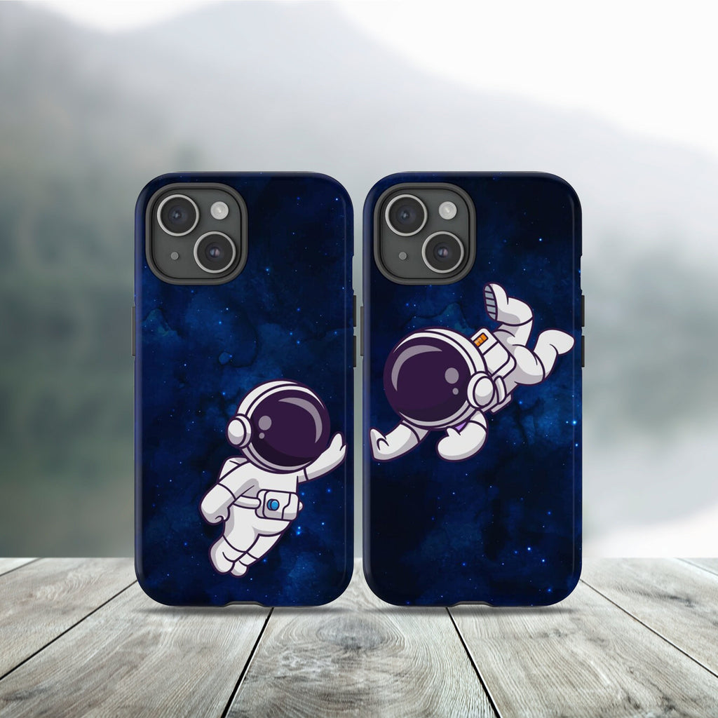 Astronaut Matching Phone Case for Couples, Spaceman Bride & Groom Cover, Galaxy Case for iPhone 16 15 14 13 12 11 XR Pro Max/Samsung Galaxy